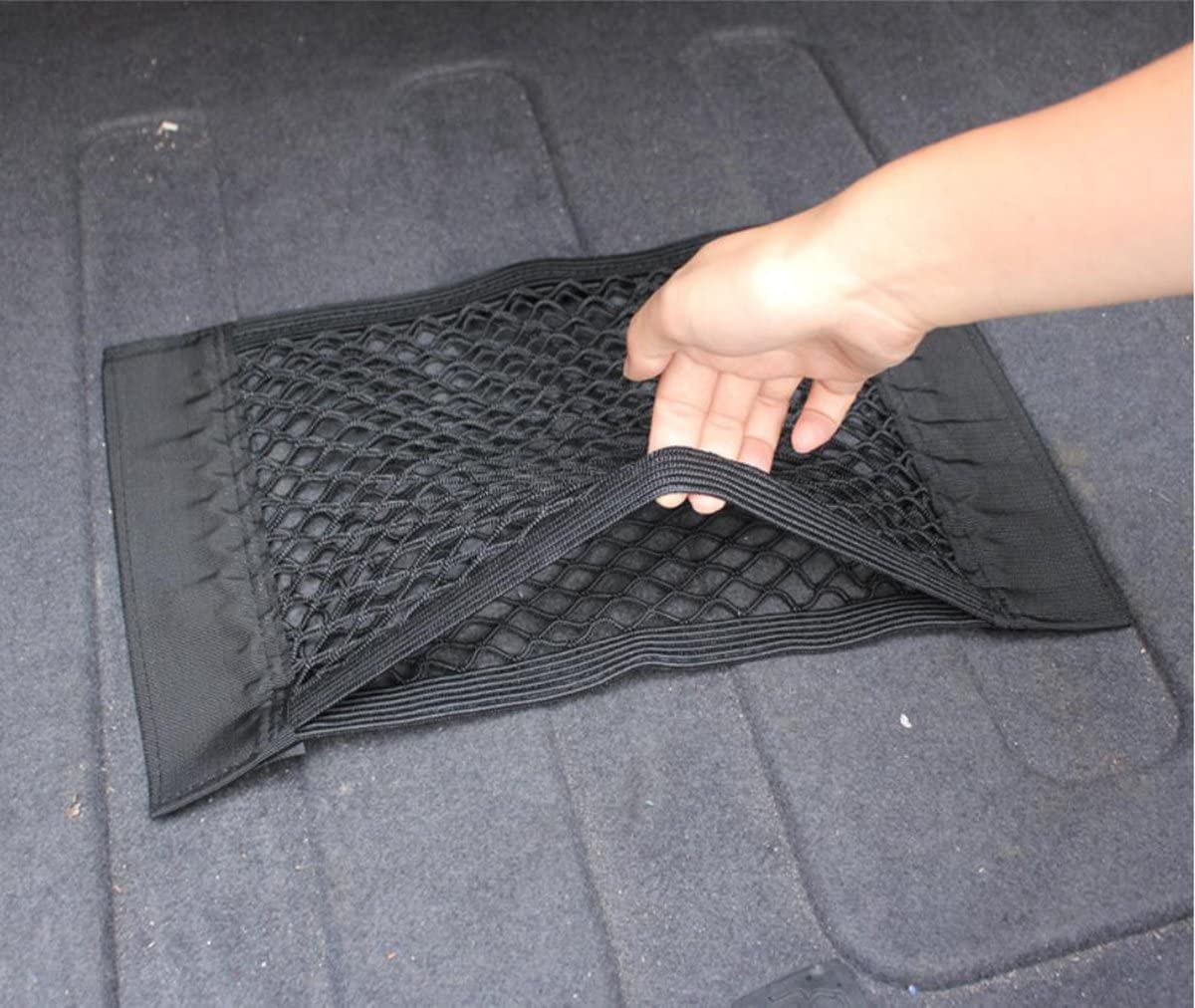 Cosmos Universal Mesh Cargo Net Wall Sticker Organizer Pouch Bag Storage Mesh Net for Car Trunk, Pack of 2 with Tape Stickers image number 1