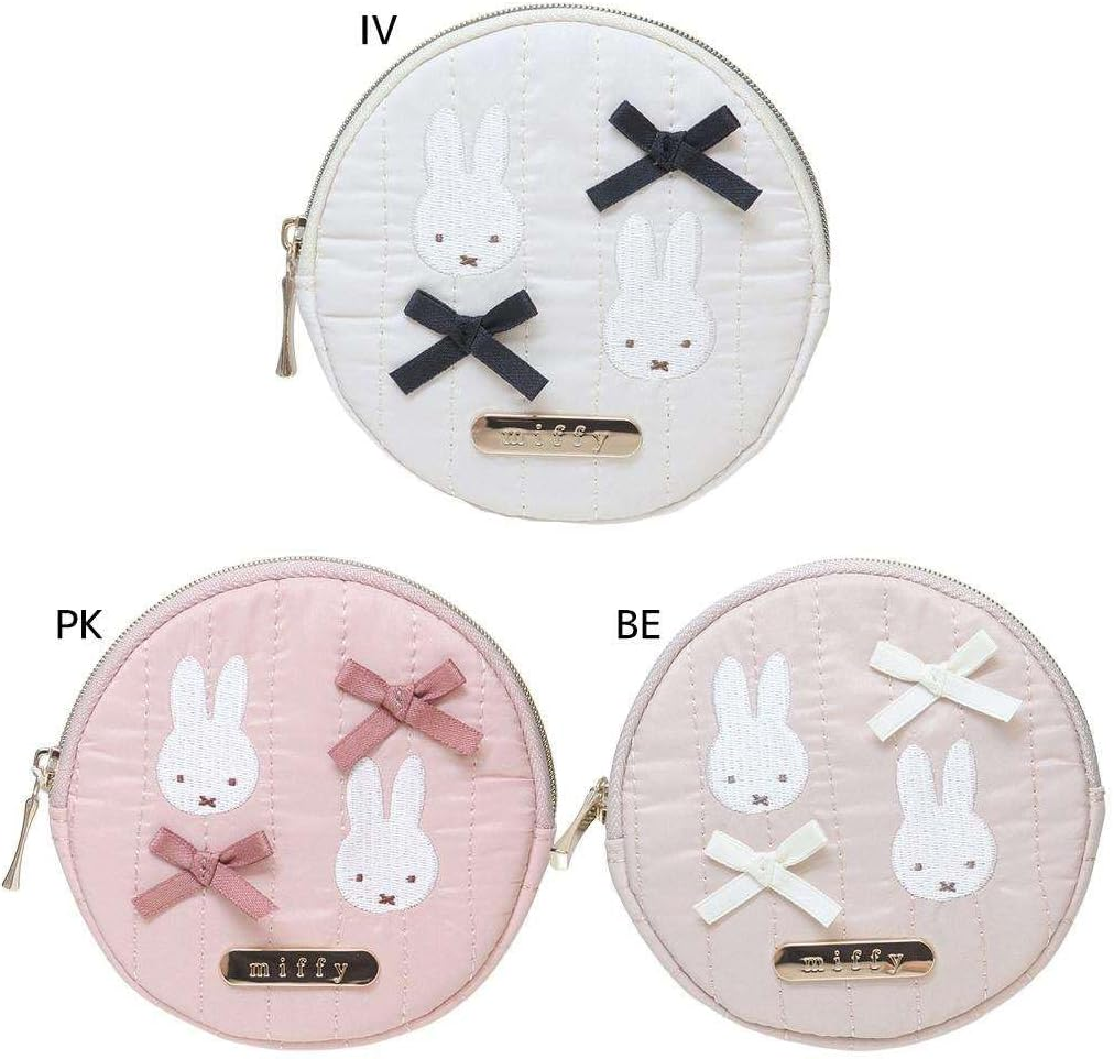 Marimo Craft Miffy My Favorite Ribbon Circle Pouch, Pink, Approx. &Phi;3.9 X D 0.6 Inches (100 X 15 Mm), DBM-2819