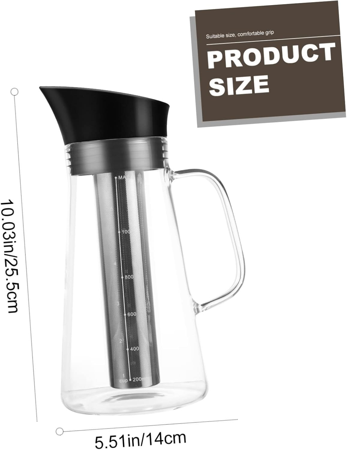 HOMOBABE Coffee Pot Espresso Maker Teapot Cold Brew Filter Jug Hand Drip Glass Kettle Strainer Large Capacity 1200Ml Multi-Functional Beverage Tea Pot High Borosilicate Stainless Steel for Loose Tea - Transparent image number 6