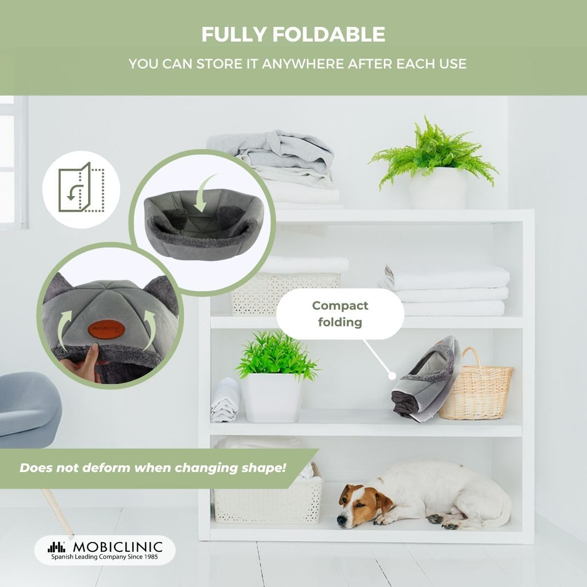 Mobiclinic&reg; Pets Cat Bed, Cave Nest, Hellocatty, Machine Washable, Easy to Fold and Store, Non-Slip, Comfortable and Removable Cushion, 25D Foam, Modern Design image number 2