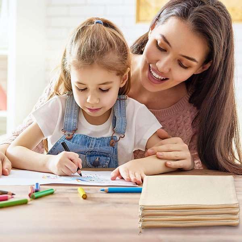 40 Pcs Canvas Pencil Pouch Zipper Makeup Bags Zipper Pouch Bags Blanks Pencil Case Blank Craft DIY Bags Multipurpose Toiletry Stationary Storage Bags image number 5