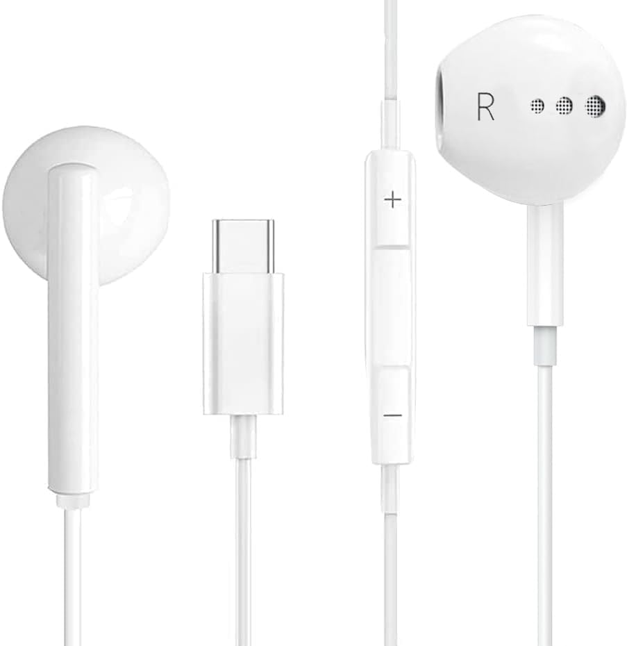 Dn-Technology Google Pixel 7 Pro / 6 Pro / 6A / 6 Headphones USB C Headphones, Type C Earphones In-Ear Wired Headphones with Mic and Volume Control Hifi Stereo Earbuds for Google Pixel 7 Pro image number 1