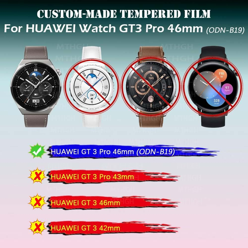 Screen Protector for HUAWEI Watch GT 3 Pro 46Mm [4 Pack], MTHGH Tempered Glass 9H Hardness Anti-Scratch Sensitive Touch Bubble Free Film Ultra-Thin Protective Cover image number 5