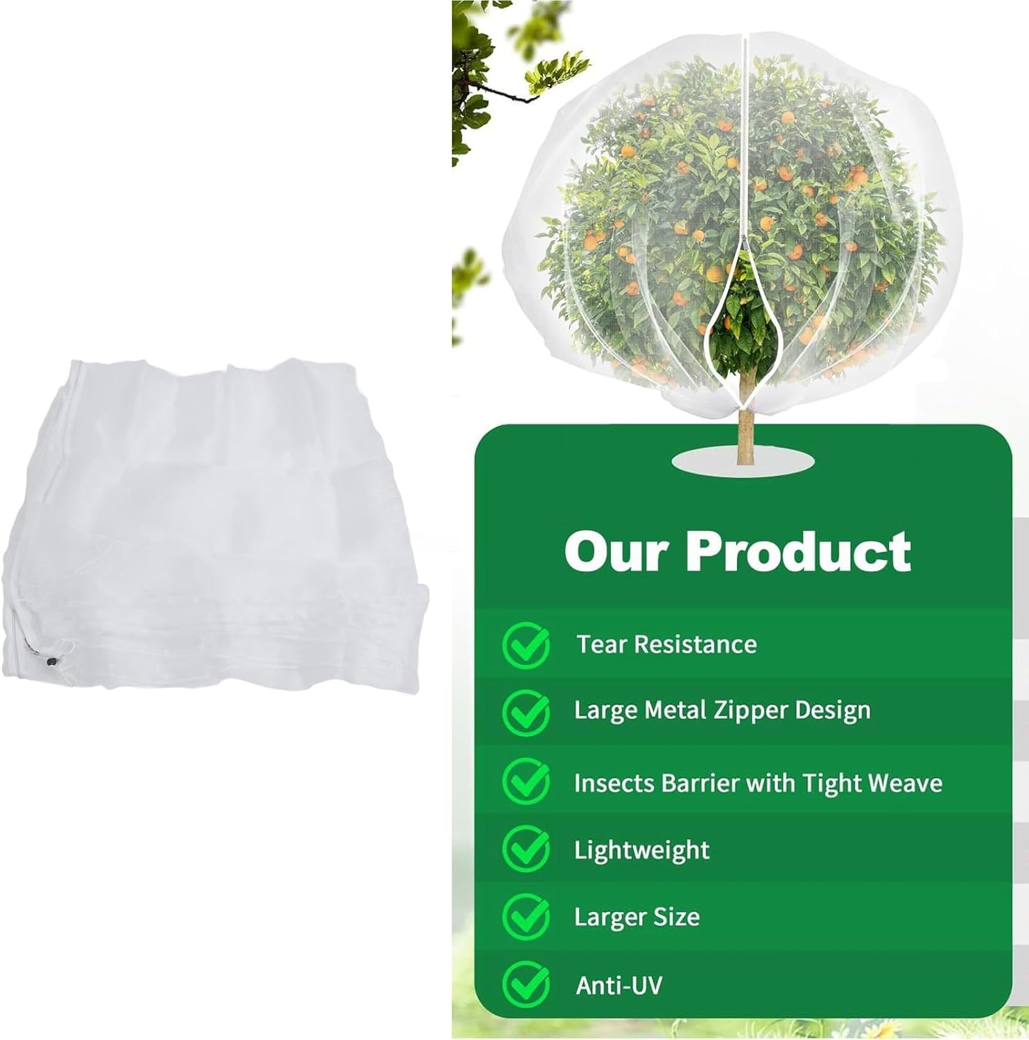 Gernie Garden Netting, anti Bird Mesh, Large Coverage, Pull Rope Design, Polyethylene, 3*3M image number 2