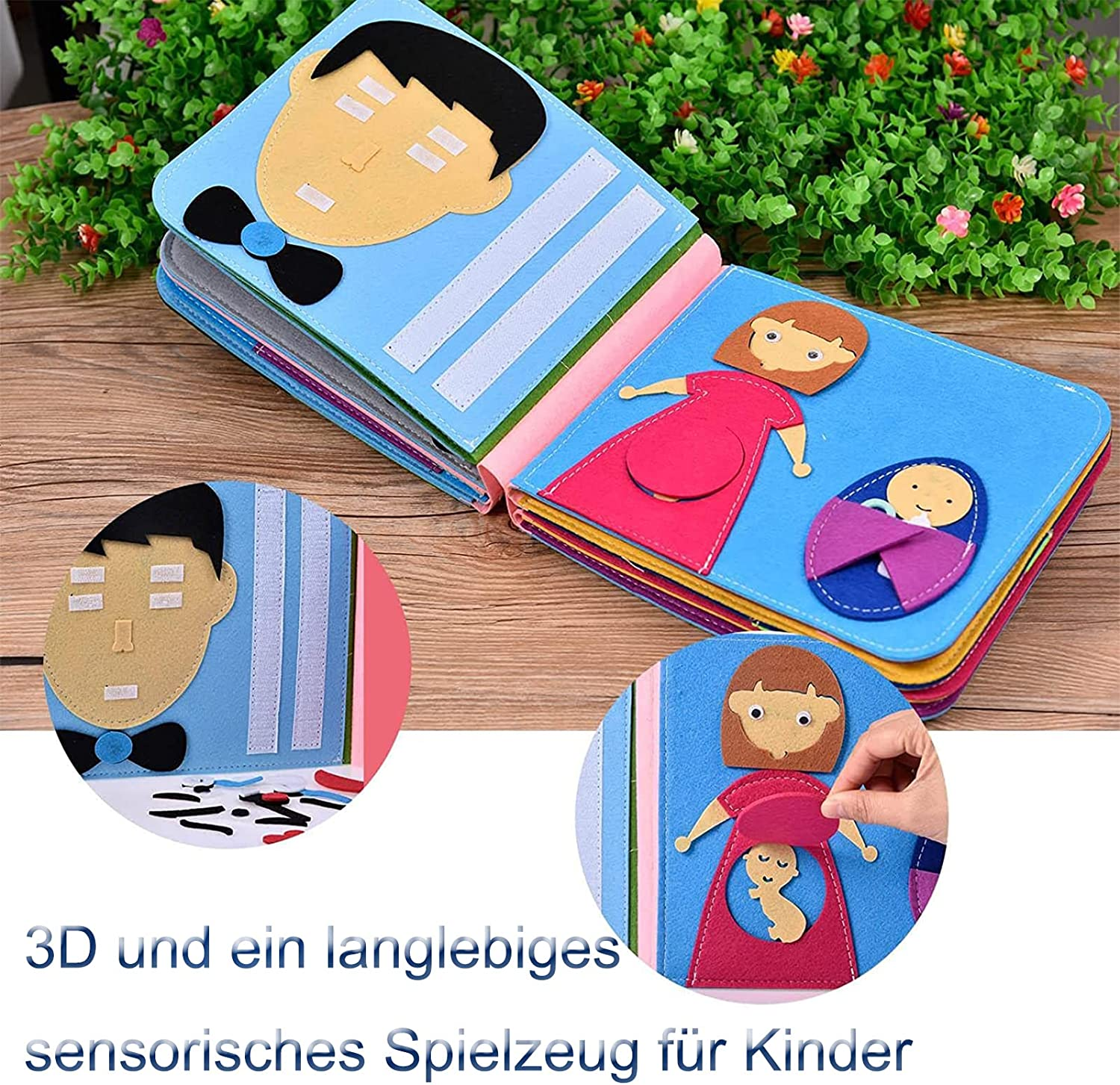 Quiet Book for Kids-3D Busy Book Felt Board for Toddlers 16 Themes Preschool Daily Life Storytelling Early Learning Interactive Play Kit Learning Sensory Story Book Life Skill Education&Identify image number 2