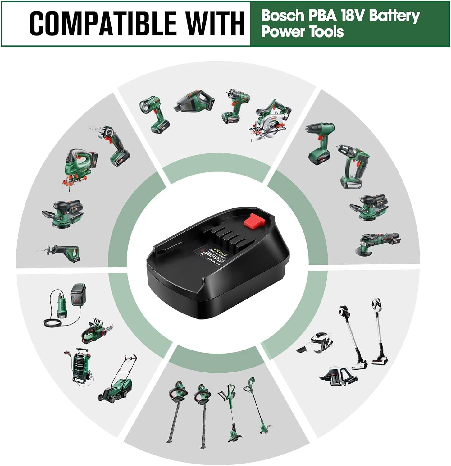 TPDL Bosch 18 V Battery Adapter, for Bosch 18 V System Battery BAT609 BAT610 BAT618 BAT619 Works in Bosch 18 V PBA/PSB/PSR Tool image number 1