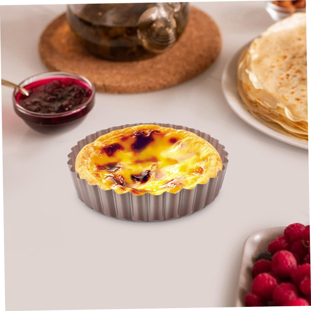 Gatuida 2Pcs Non-Stick Mini Tart Pans Removable Bottom, 5.5 Inch round Carbon Steel Baking Pans for Pies Quiches and Mini Desserts, Heavy Duty Bakeware Set for Home Baking image number 3
