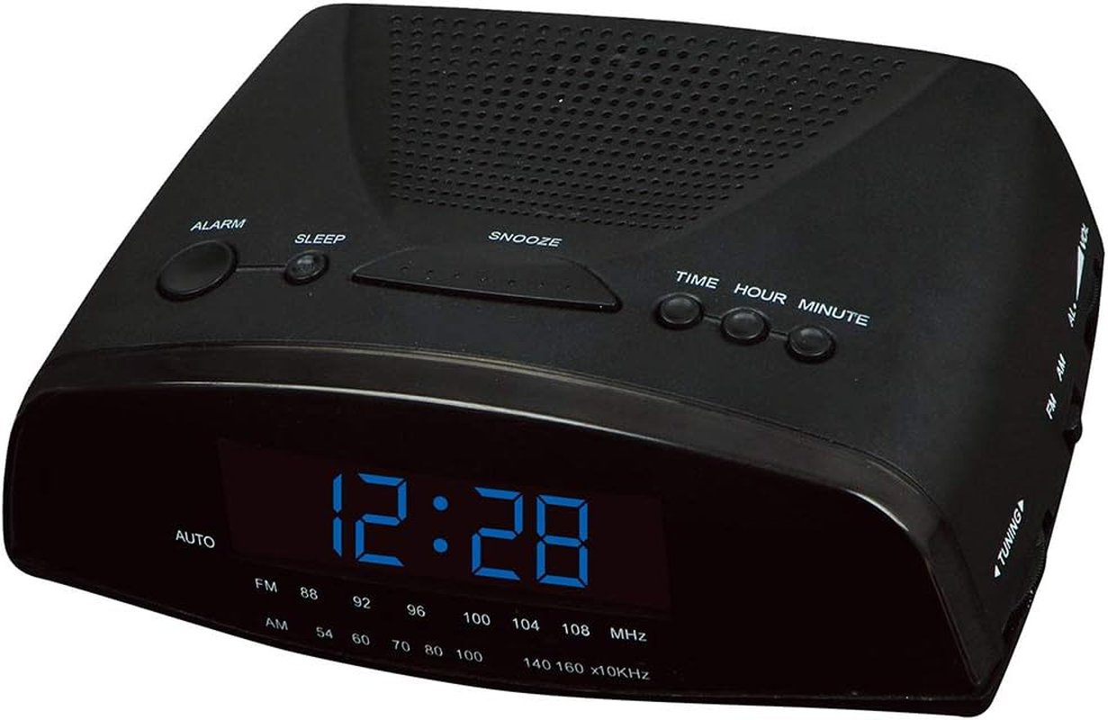 Alarm Clock Radio, Dual Channel Radio Clock AM/FM Clock Radio LED Clock Suitable for Bedroom Office Kitchen,C