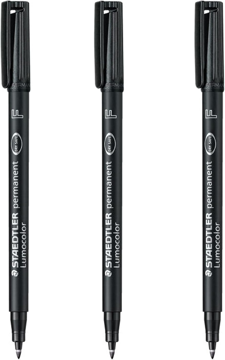 STAEDTLER Lumocolor Fine Permanent Marker Pens - Waterproof Smudge Resistant Quick Dry CD DVD OHP - Black - Pack of 3 image number 1