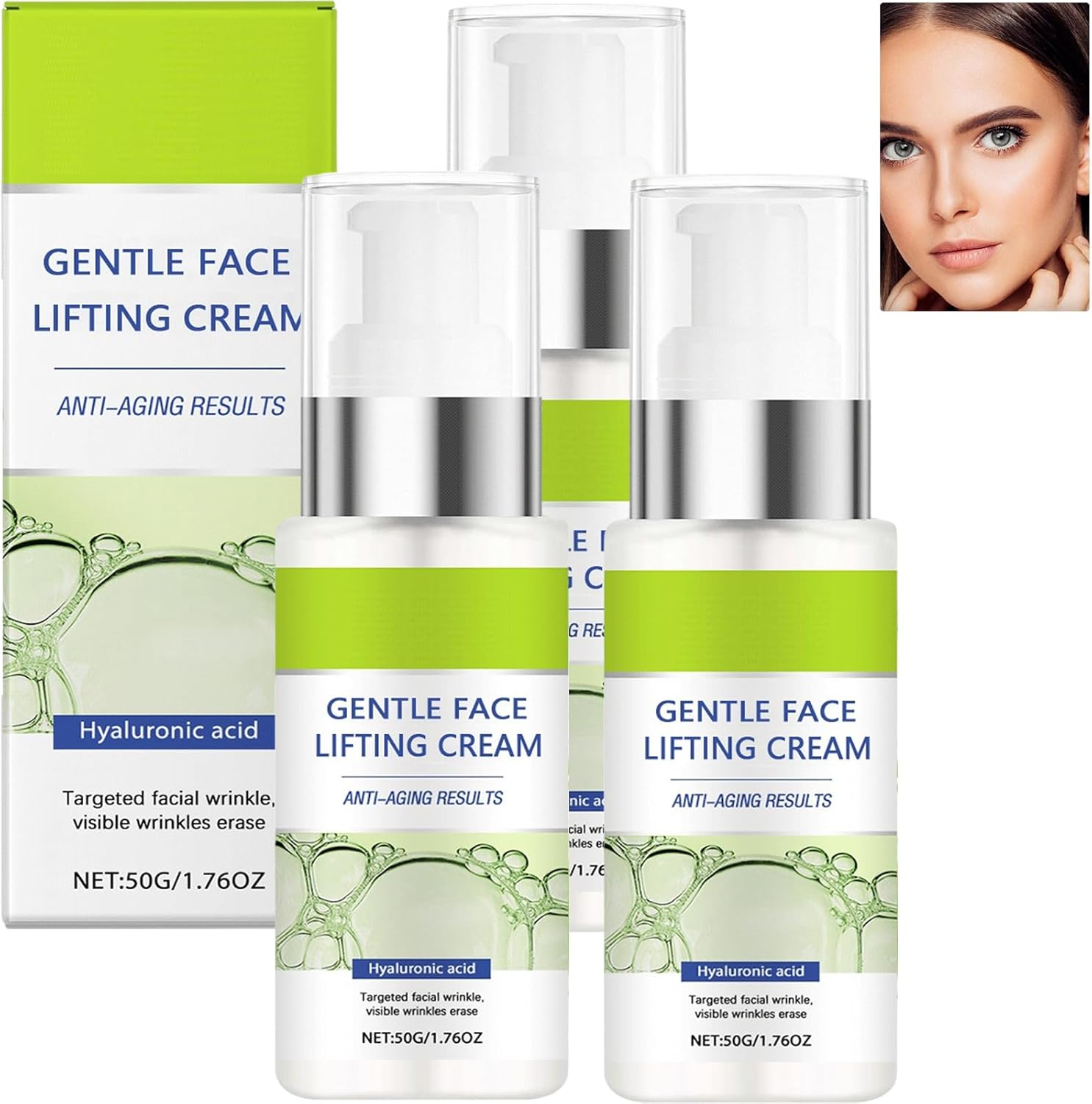 Instant Lift Skin Tightening Cream for Face, Instant Wrinkle Remover, Facial Anti-Wrinkle Firming Serum, Temporary Face Tightener, Collagen & Hyaluronic Acid Anti-Aging Smoothing Fine Lines (2Pcs)