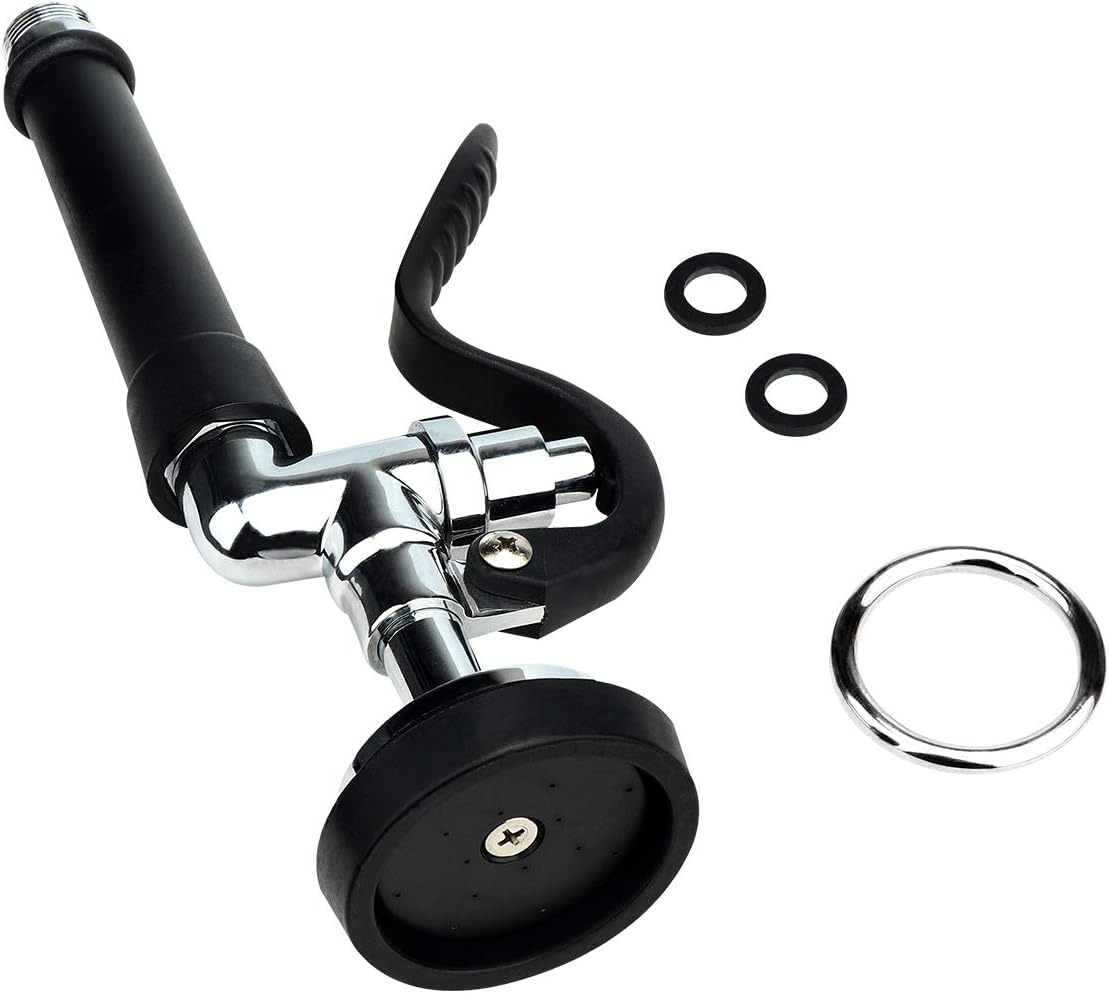 KWODE Pre-Rinse Spray Valve Head for All Commercial Kitchen Sink Faucet, High Pressure Dish Sprayer Nozzle with Hand Grip Assembly Replacement Kit for Restaurant Industrial Faucets