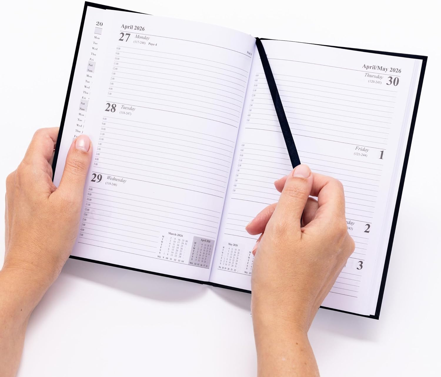 Evelay 2026 A5 Week to View Diary Full Year Planner Organiser Hardback Cover with Times (Black) - Grey image number 7