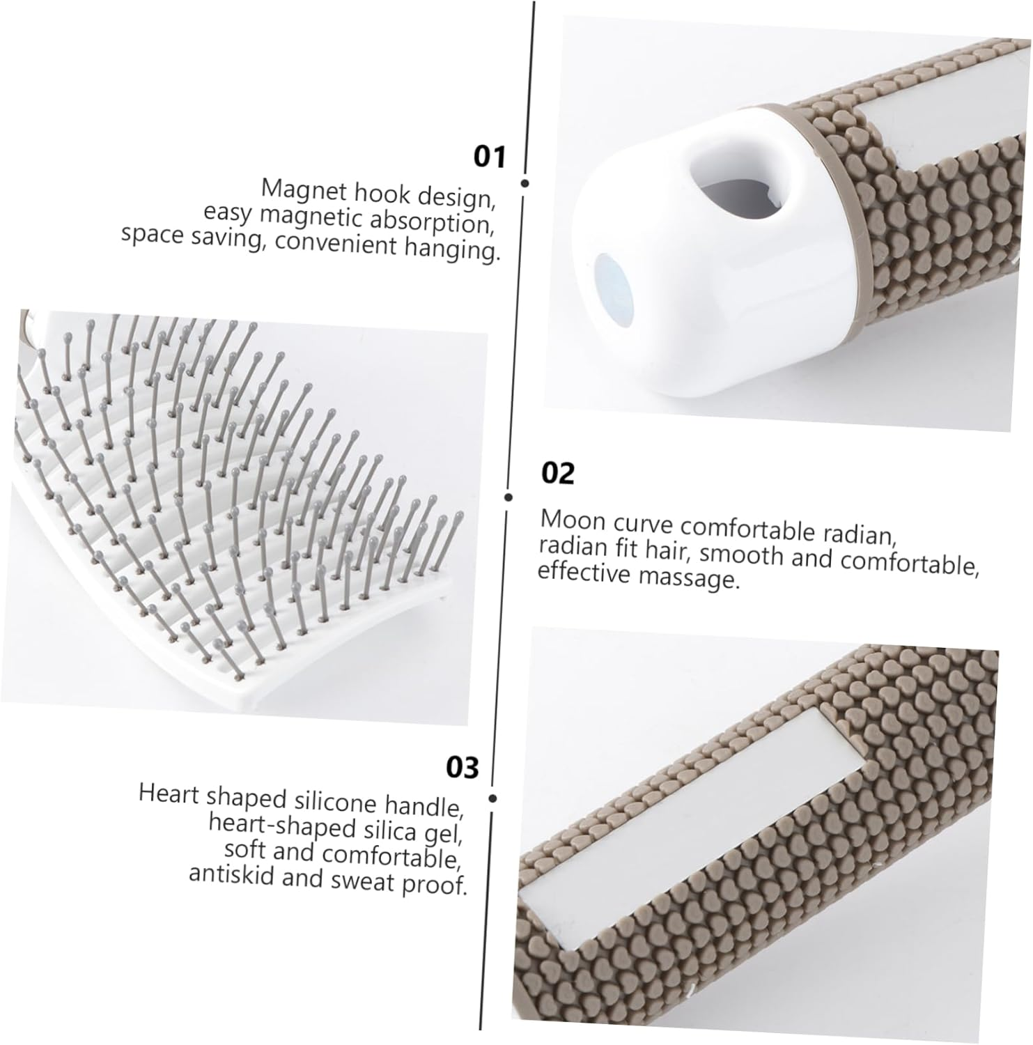 HAPINARY Ergonomic Handle Hair Straightening Comb Portable Scalp Massager Brush Comb Random Color image number 4