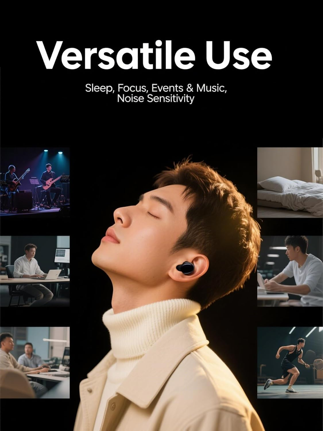 Ear Plugs for Sleeping Noise Cancelling, 45Db Hearing Protection, Reusable, for Concerts, Swimming, Block Snoring, & Motorcycles, 4 Tip Size Ear Plugs for Noise Reduction with Storage Case image number 4