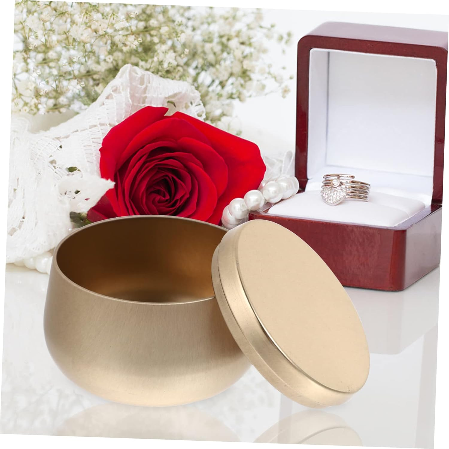 OKUMEYR 9Pcs Candy Tea Candle Jar round Storage Container Sealed Lid for Jars Sugar Tea Caddy and Craft Can Use for Home Kitchen and Jewelry Storage Box image number 3