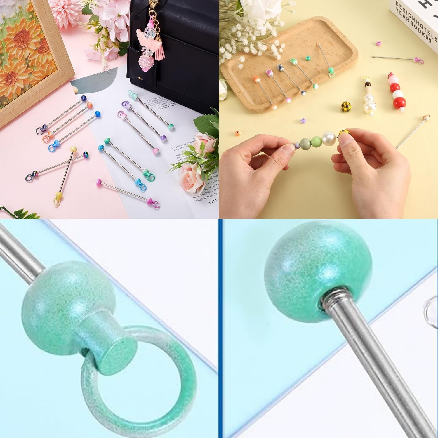 Taicols 30 Pcs Beadable Keychain Bars Beadable Blanks DIY Bead Kit Accessories Metal Bead Keychain Bar Link Detachable Key Chain for DIY Craft Making Gift Accessories image number 5