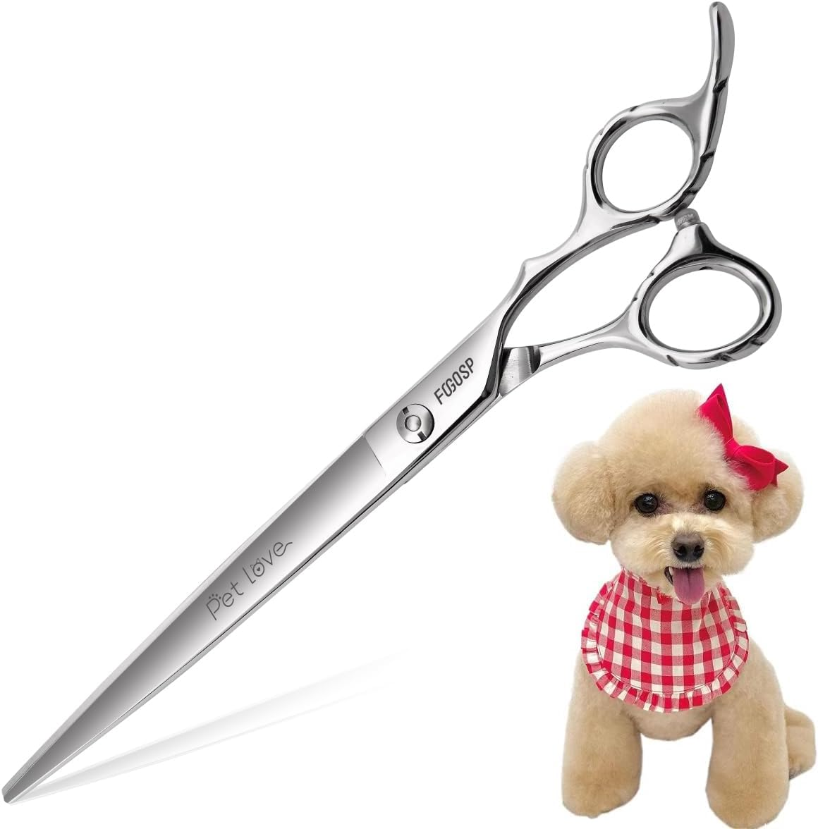 FOGOSP Professional Dog Grooming Scissors - Straight 7.0'' Dog Grooming Shears for Cutting Thick Hair, Small to Medium Pets, Cats (7.0 In, Straight) image number 3