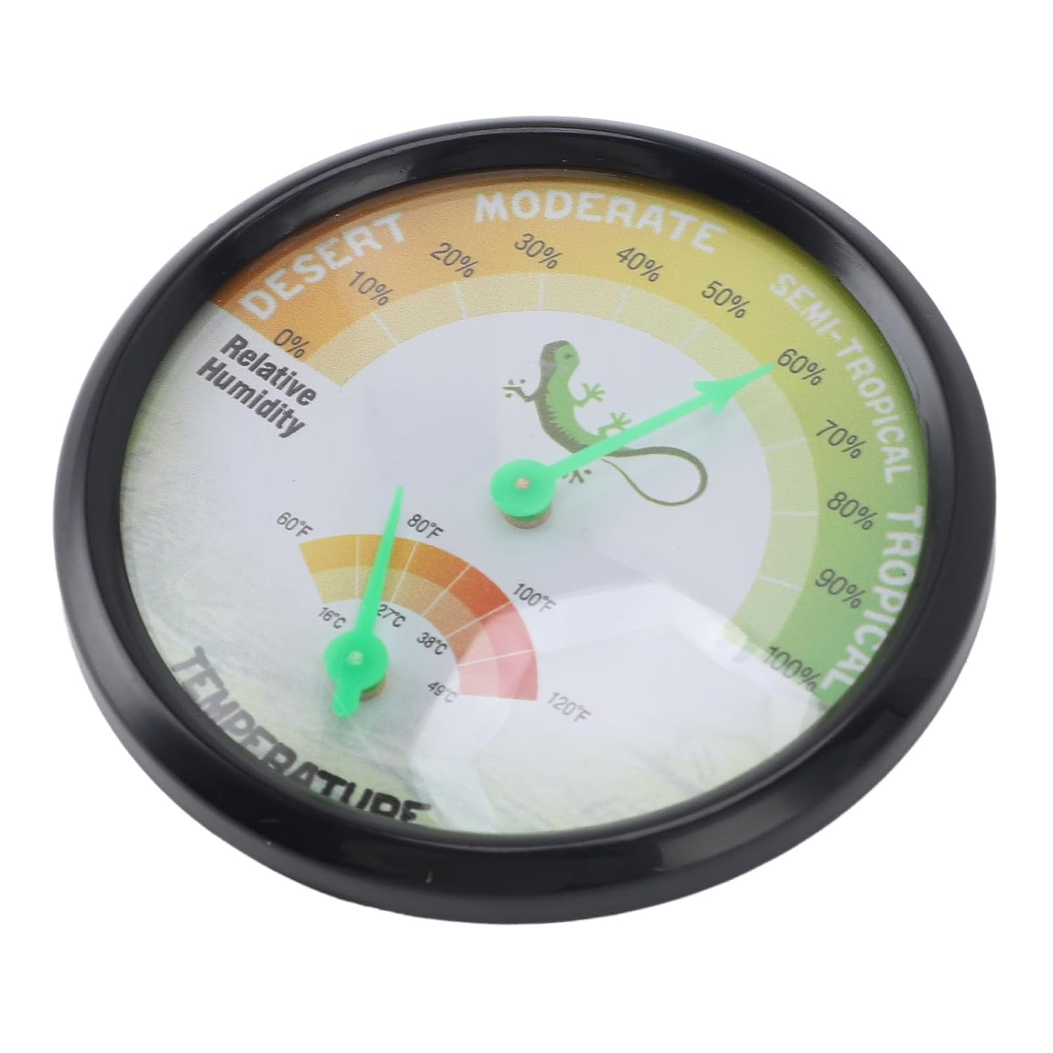 Fdit High Precision Mechanical Dial Thermometer Hygrometer Temperature Humidity for Pets Reptiles, No Battery Needed ABS PC Aluminum Dial Compact Design for Pet Crate or Small Spaces image number 6