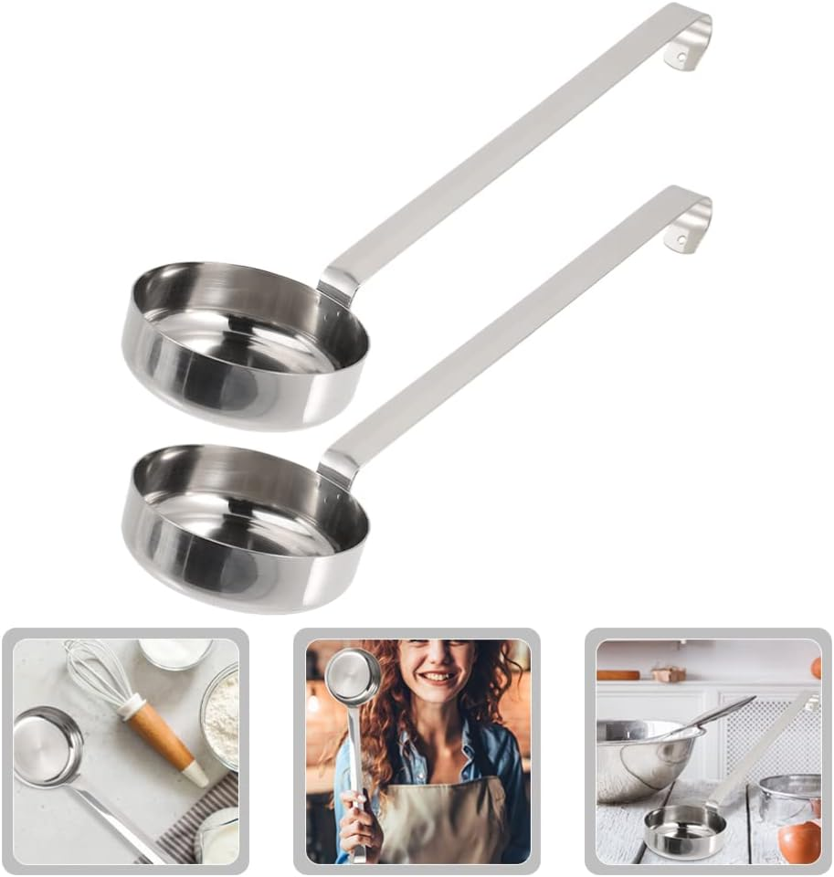 Cabilock 2Pcs Pizza Sauce Spoon and Ladle - Metal Tomato Food Spread Tool with Handle for Restaurant and Household Ketchup image number 2