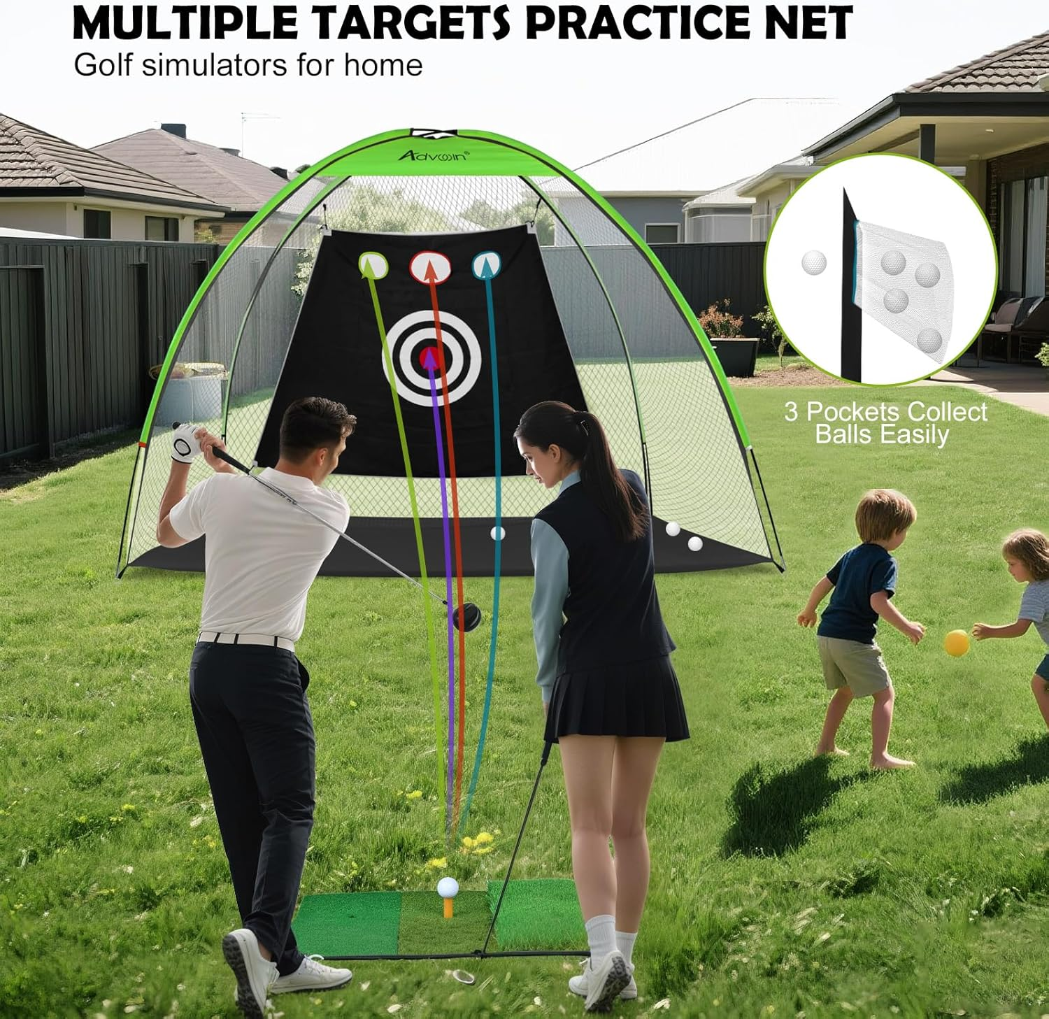 Advwin 10X7Ft Golf Practice Net for Backyard & Indoor &ndash; Driving Swing Training Aid with Target, Mat, 5 Balls & Carry Bag &ndash; Chipping & Hitting Net for Beginners & Pros image number 2