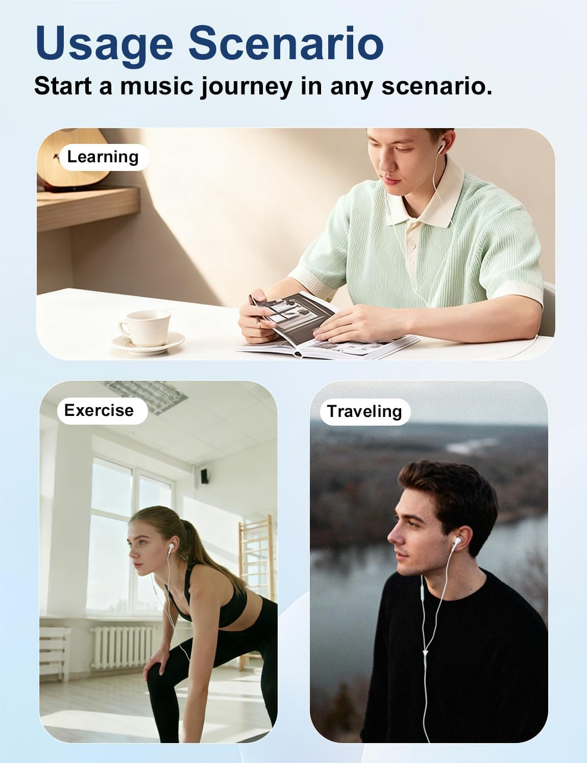 MAS CARNEY Wired Headphones WH9, Pack of 2, In-Ear Wired Earphones with Mic & Control 3.5Mm Jack, for Apple Iphone, Samsung, Google, Vivo, Oppo, Xiaomi, Redmi, Computer, Laptop, Gaming, Sports image number 3