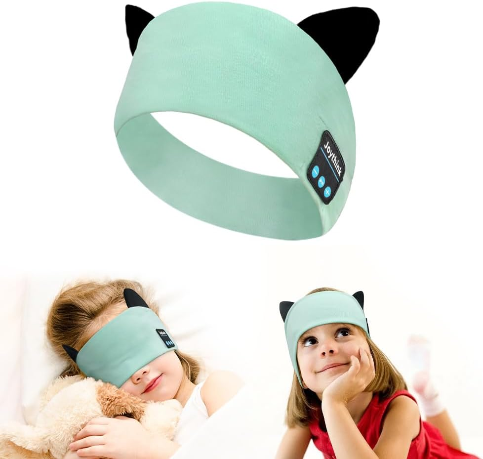 Joythink Kids Bluetooth Headband Headphones Sleep Mask Wireless Earphones Built in Thin Speaker Kids Adjustable Sports Headset Sleep Headband for Girls Boys Toddler Children Baby Airplane Travel Study Purple