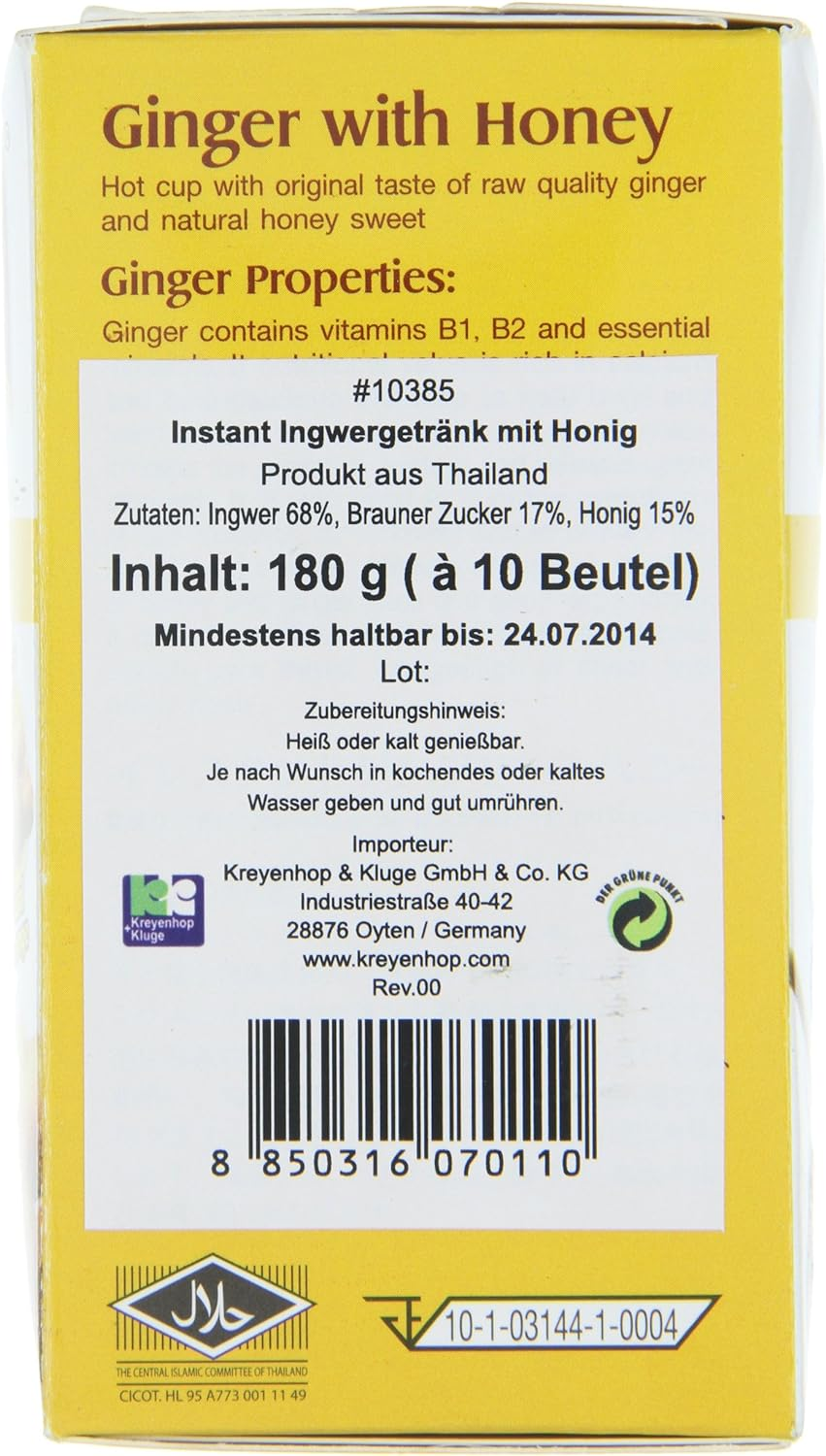 Gingen Instant Ginger Tea with Honey 18 G (Pack of 10 Sachets) image number 3