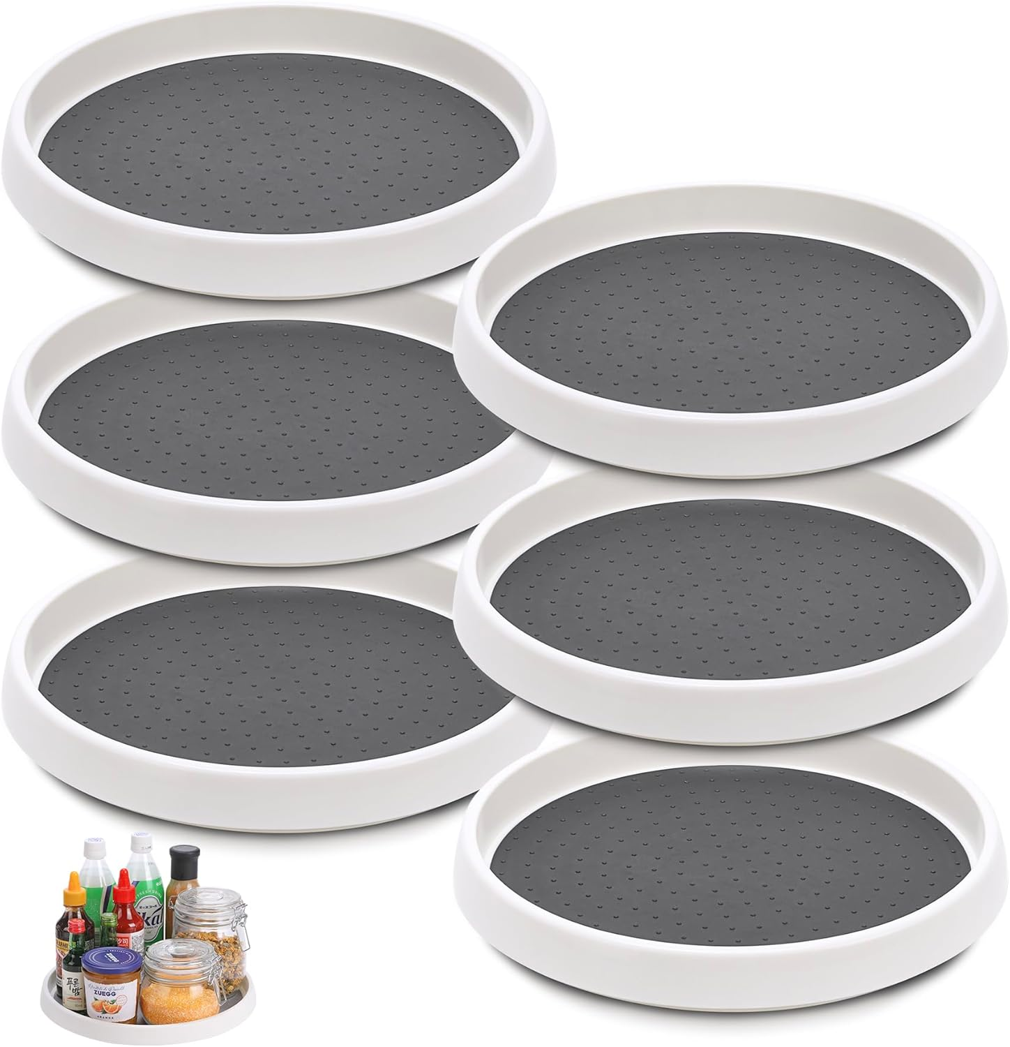 Set of 6, 10 Inch Non-Skid Lazy Susan Turntable, Lazy Susan Organizer for Cabinet, Pantry Organization, Kitchen Storage, Bathroom Sink Cabinet, Refrigerator, Countertop, Spice Rack (6 Pack 10 In) image number 3