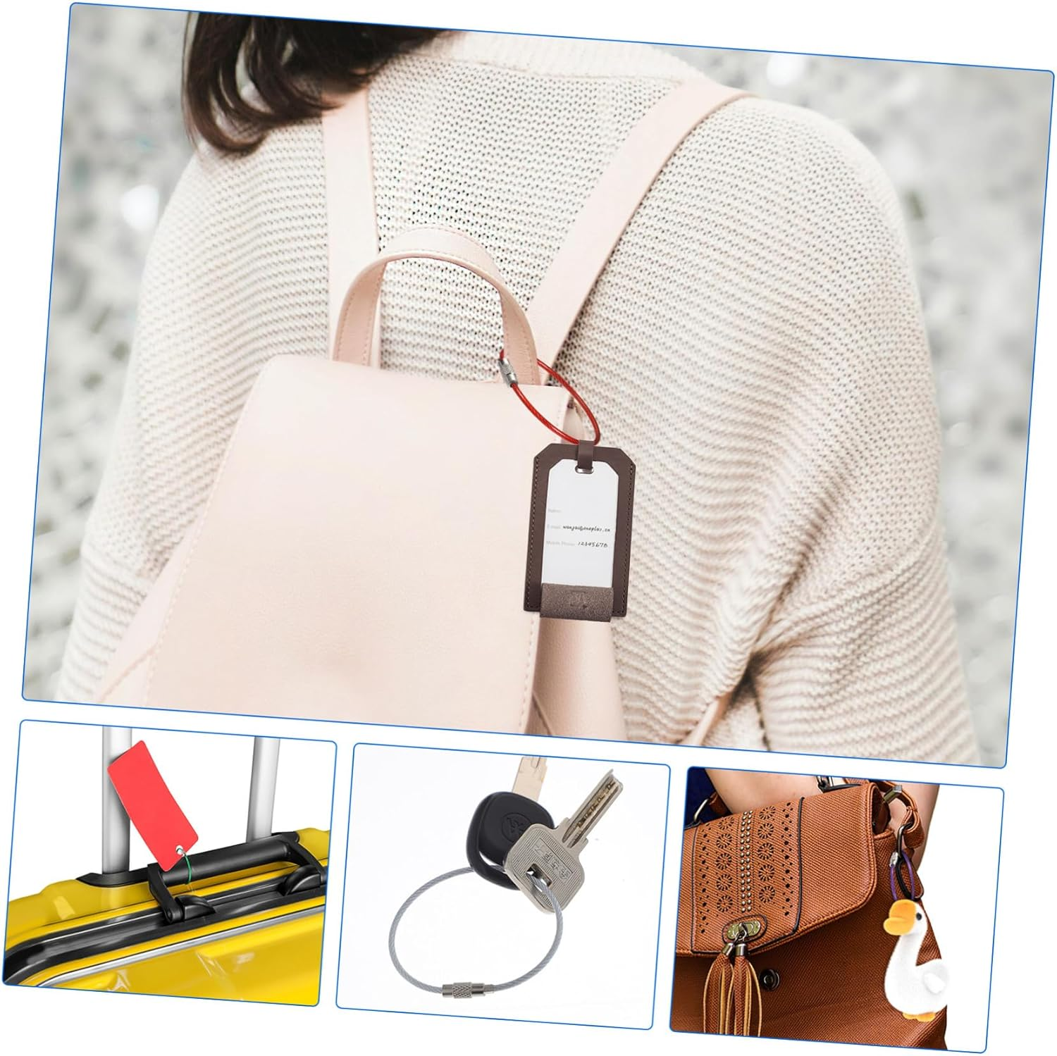 Tofficu 16Pcs Wire Keychain Cable Stainless Steel Multi-Color Key Rings for Travel Luggage and Bag Tags image number 3