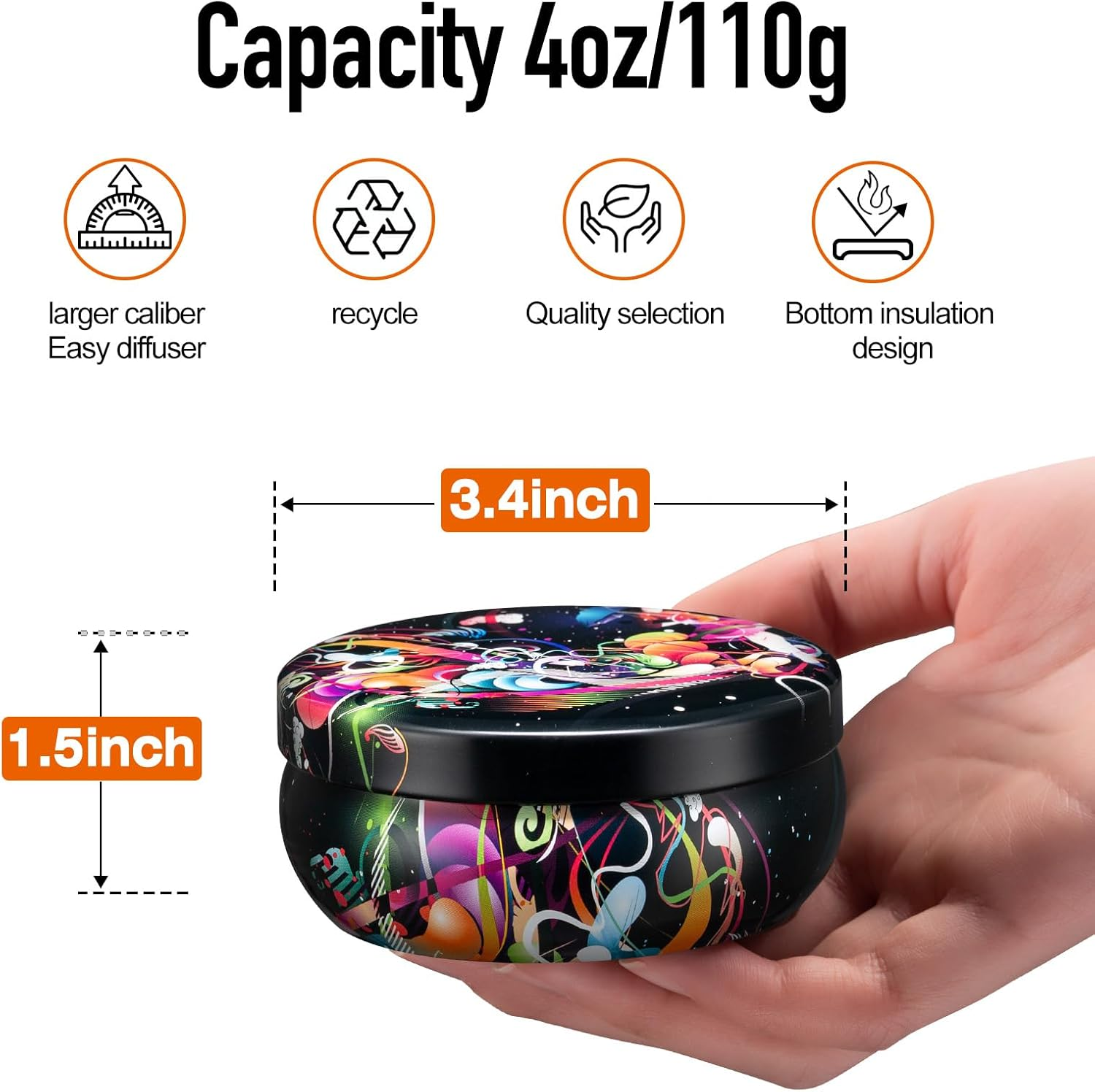 Opeshar Upgrade 24 Pieces 4Oz Large Caliber Candle Tins, Empty Candle Jars, round Container with Lids,Includes Pre-Cut Wicks, Wicks Holder for DIY Candle Making image number 6