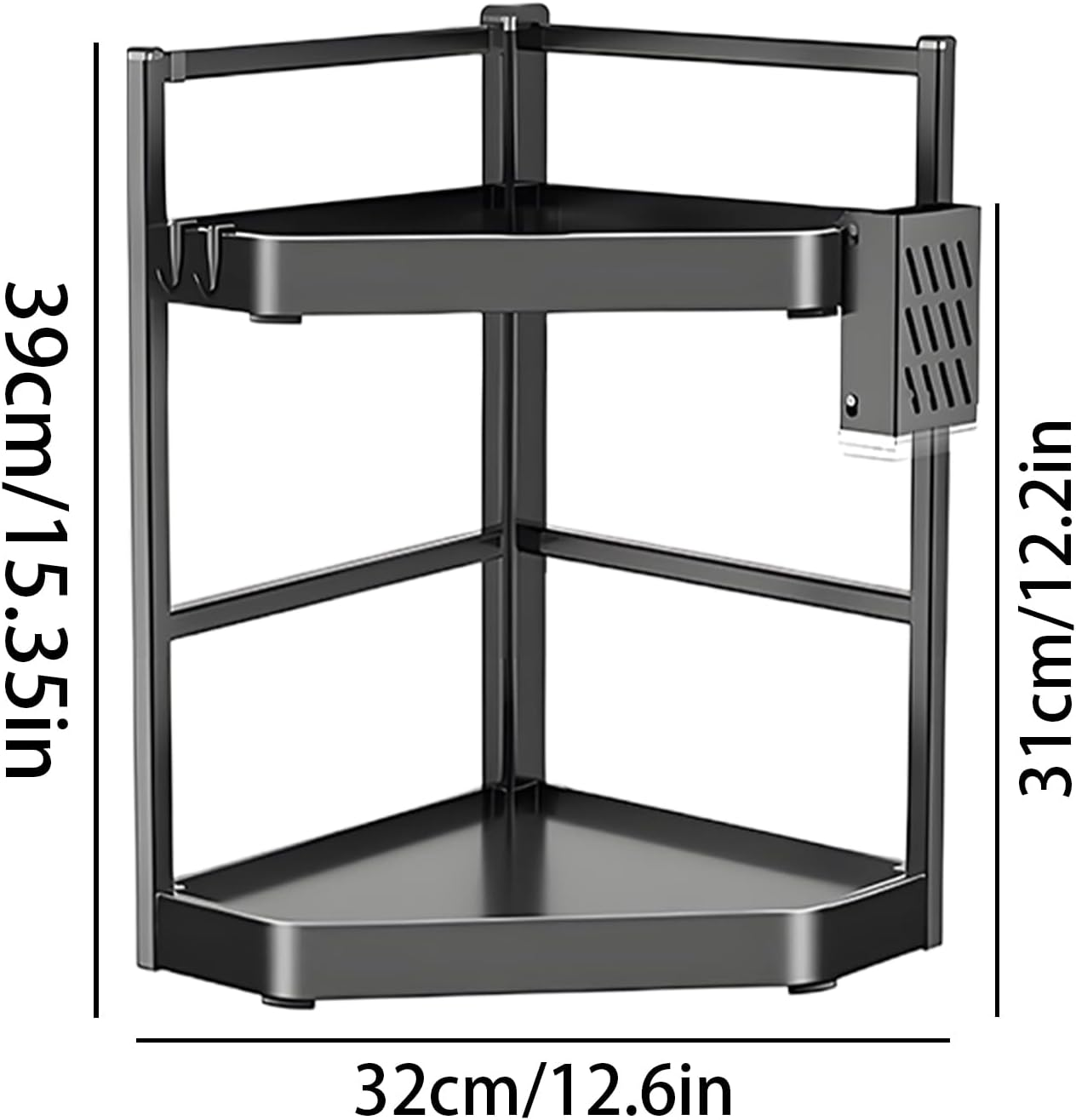 Kitchen Storage Shelves | Condiments Salt Corner Rack - 2 Tiers Storage Stable Organizer for Countertop Bathroom Makeup Easy Organizing Lids Toiletries Cabinet image number 5