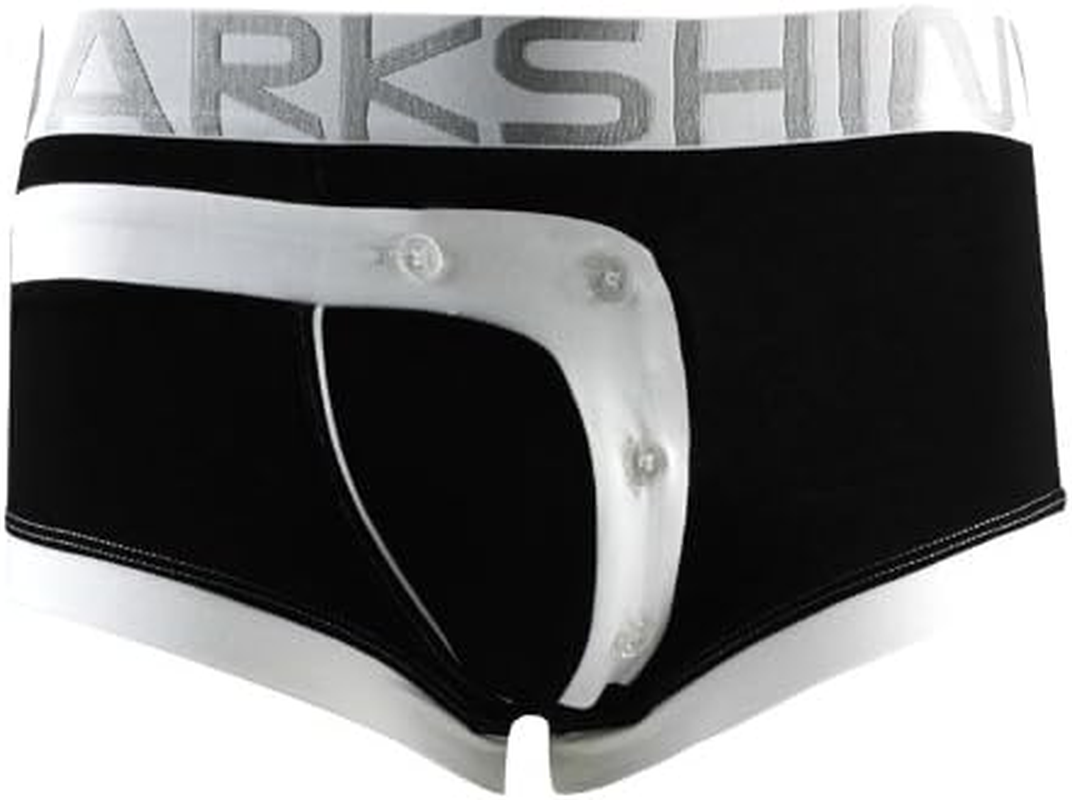 Dark Shiny Men'S Low Rise Shorts with Button/Plain Color Black/M MBOC02M image number 1