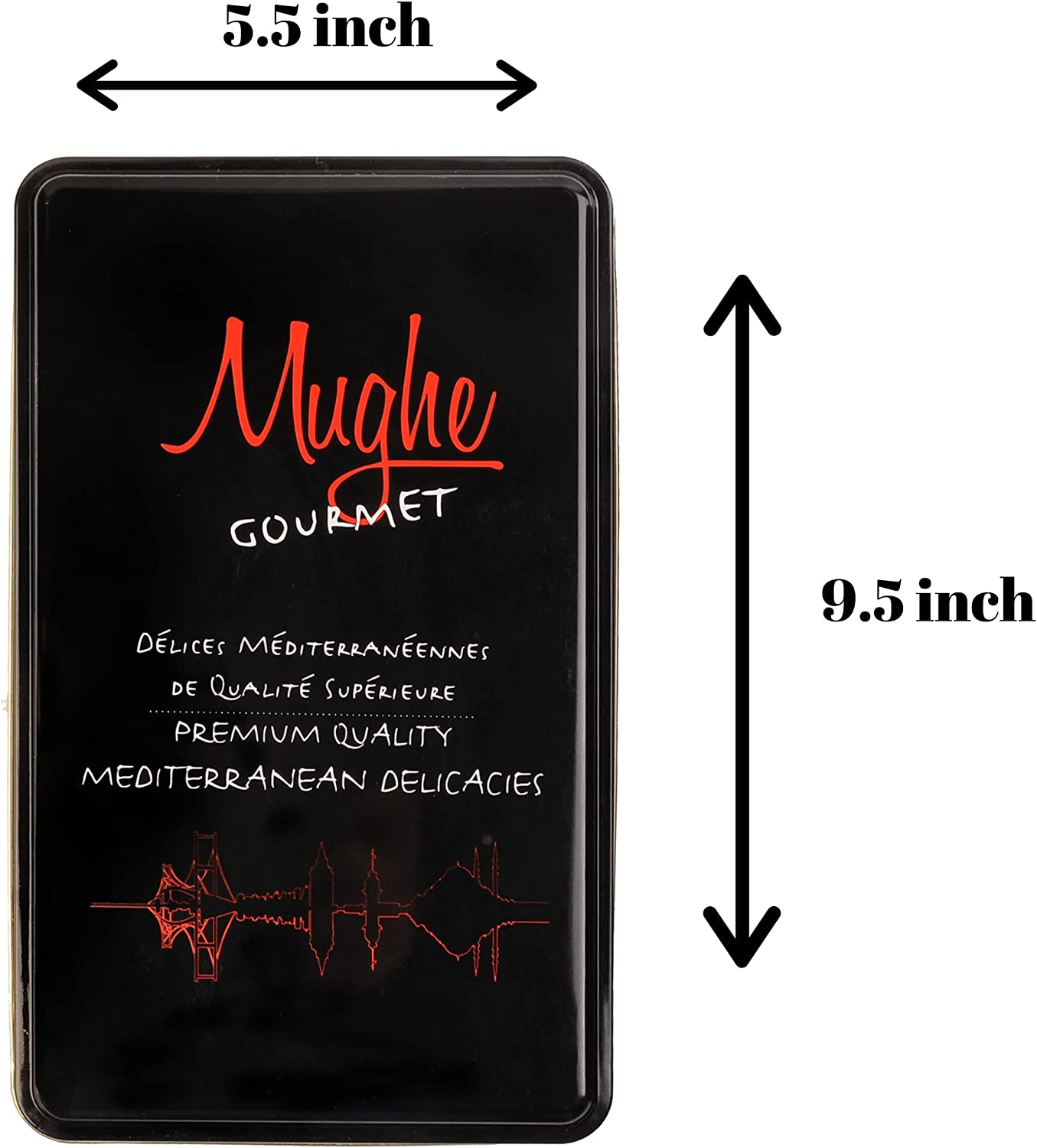 Mughe Gourmet Turkish Delight Candy Elegant Metal Box - 1.65Lbs/750Gr - Halal, Vegan Lokum Fruit Flavors Rose, Strawberry, Lemon, Orange, Mint - Perfect for Special Occasions, Christmas, Birthdays image number 1