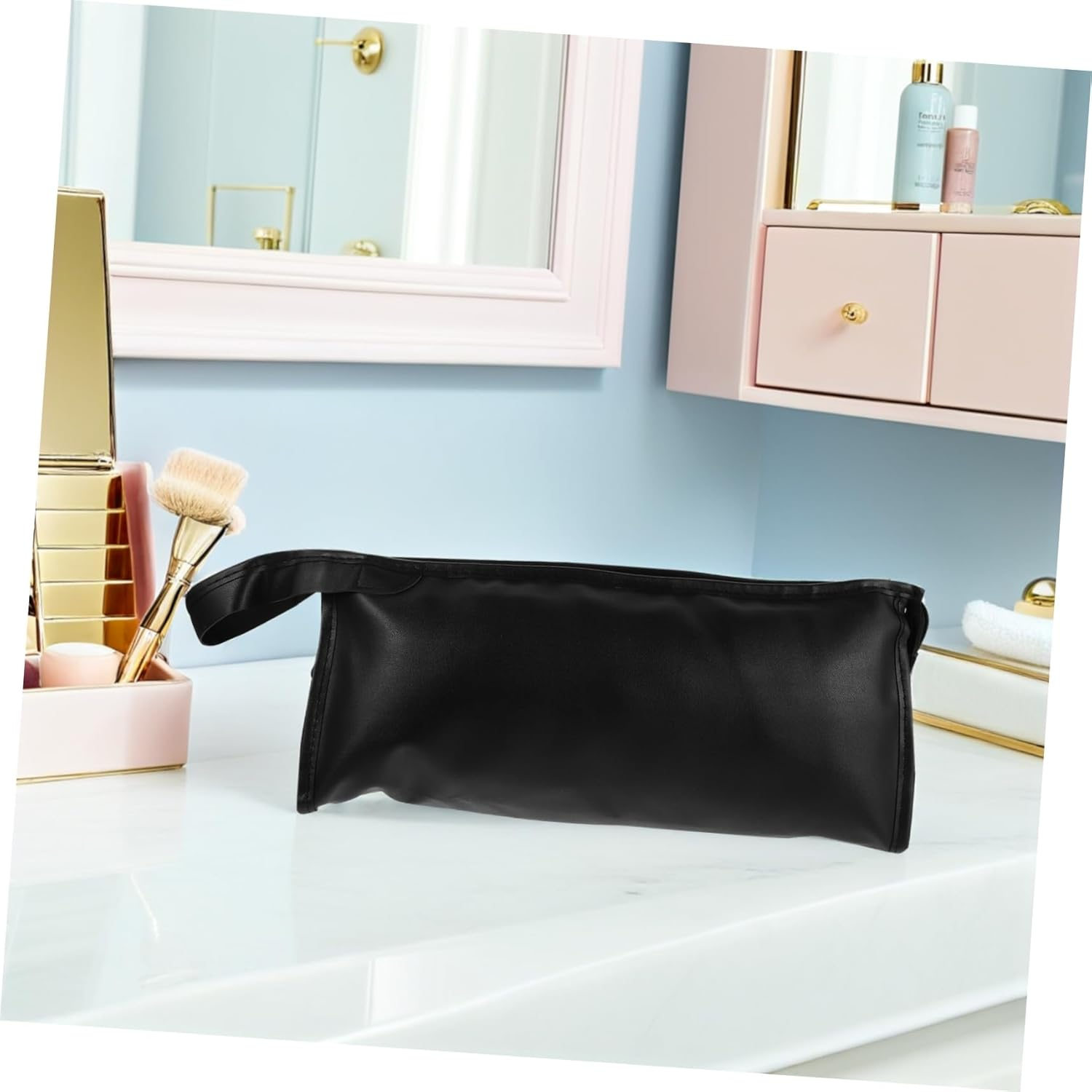 GOOHOCHY Impact Resistant PU Hair Dryer Storage Bag with Padded Interior Travel Organizer for Hair Dryer Curling Iron Compact Lightweight Carry Case for Daily Use and Gym Styling Tools