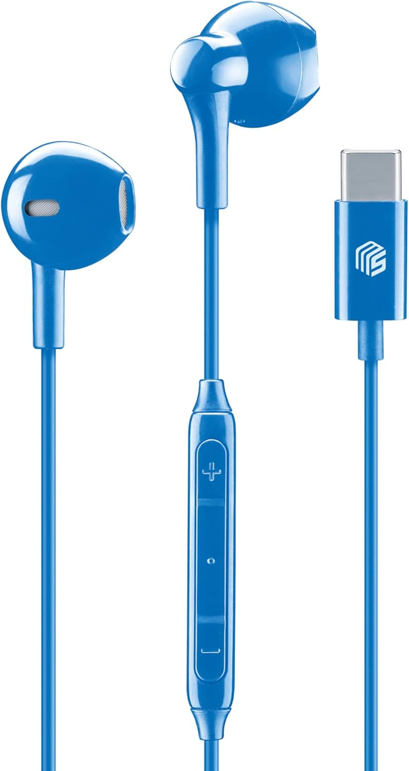 Music Sound - Capsule Headphones - Headphones with Cable and Microphone - USB-C Compatibility - Metal Details - Colour Pink