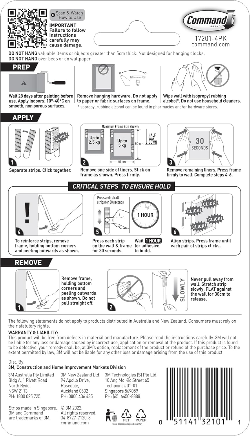 Command 17201 Picture Hanging Strip, Medium, White (Pack of 4) image number 6