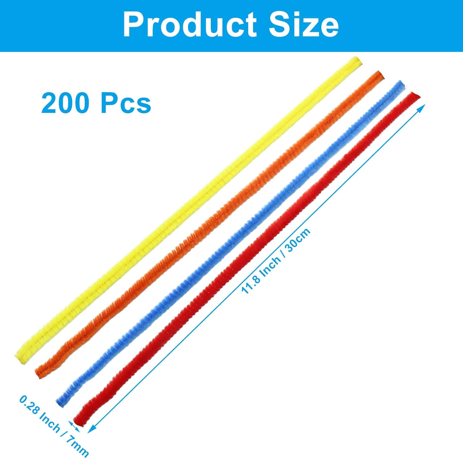 HARSKIYER 200 Pcs Pipe Cleaners Craft, Multicolor Chenille Stems Pipe Cleaners, DIY Pipe Cleaner Bulk 6Mm Fuzzy Pipe Cleaners for Crafting Arts Decorations Festivals (20 Color) image number 2