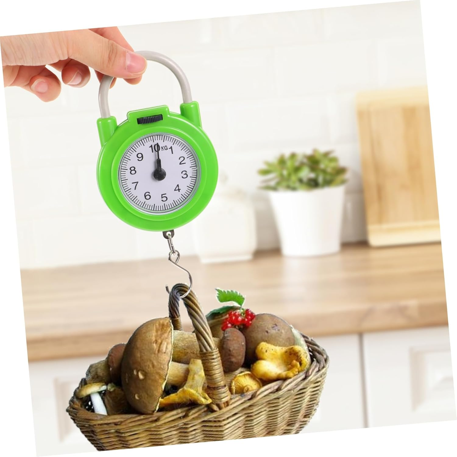 Zerodeko Portable Travel Suitcase Spring Scale with Hook, Small Manual Luggage Weight Scale in Fluorescent Green for Travel and Household Use image number 6