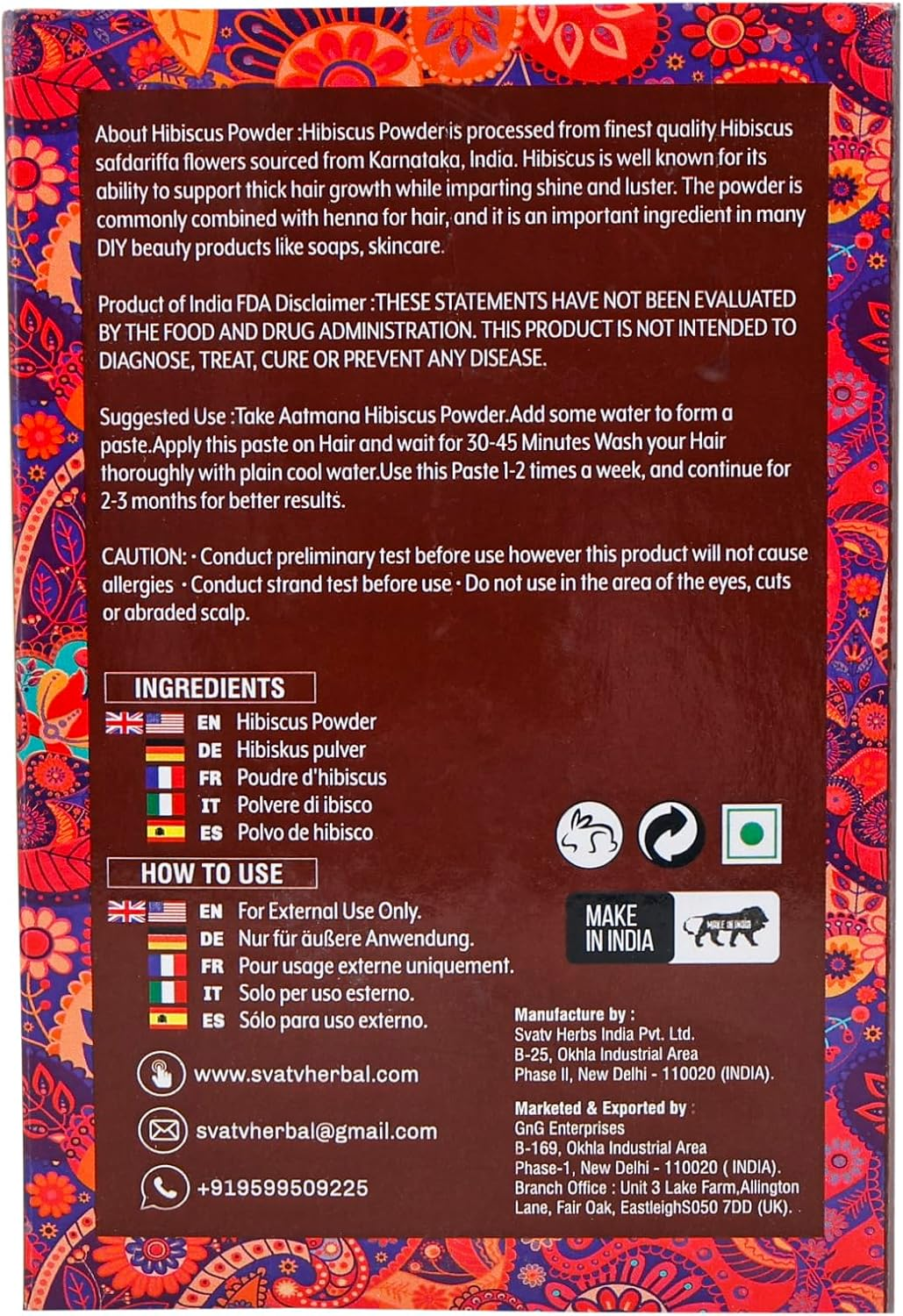 AATMANA Hibiscus Powder | Sabdariffa | Rosa Sinensis | Natural Powder for Hair & Skin | Prevent Hair Problem & Minimizes Skin Pores for Men & Women 100G image number 5