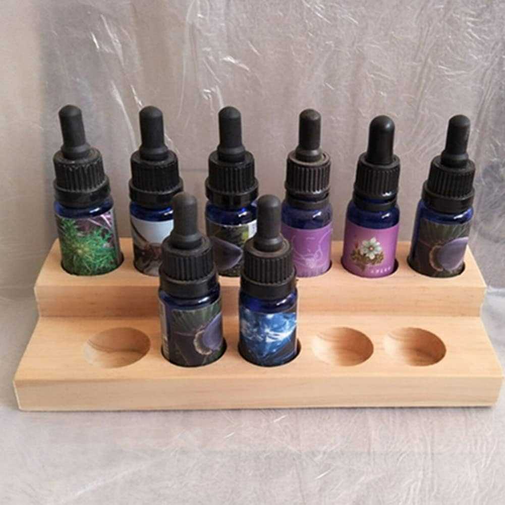 2 Tiers 11 Slots Oil Display Rack, Wooden Exquisite Stands Shelf Nail Polish Storage Organiser Aromatherapy Bottles Presentation Shelf image number 6