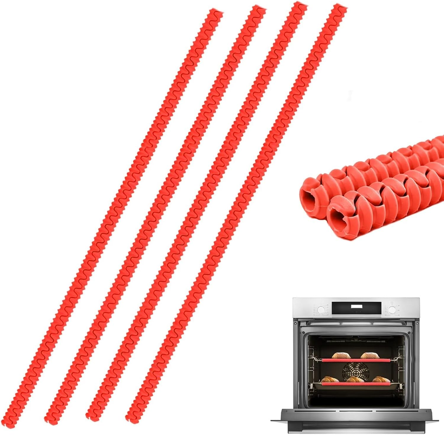 Lokilux 22 Inch Extra Long Oven Guards for Racks, Silicone Oven Rack Edge Protector, Oven Rack Shields, Fit on Standard-Sized Ovens,Heat Resistance, Protect against Burns&Scars (Black)