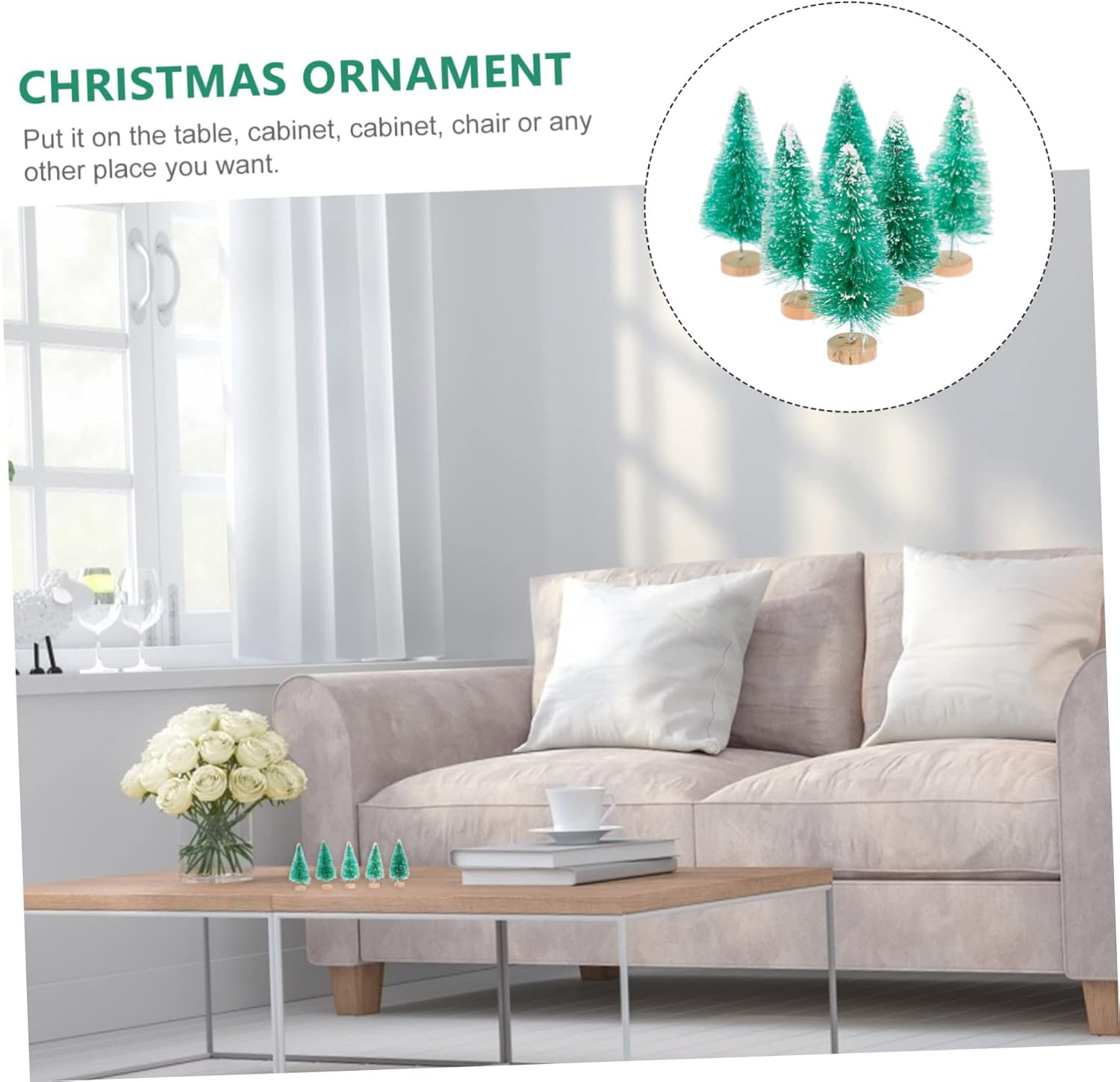 Outanaya 12Pcs Christmas Tree Desktop Decor Boxed Pine Trees for Holiday Party Home and Office Decoration and Lightweight Adornment image number 2