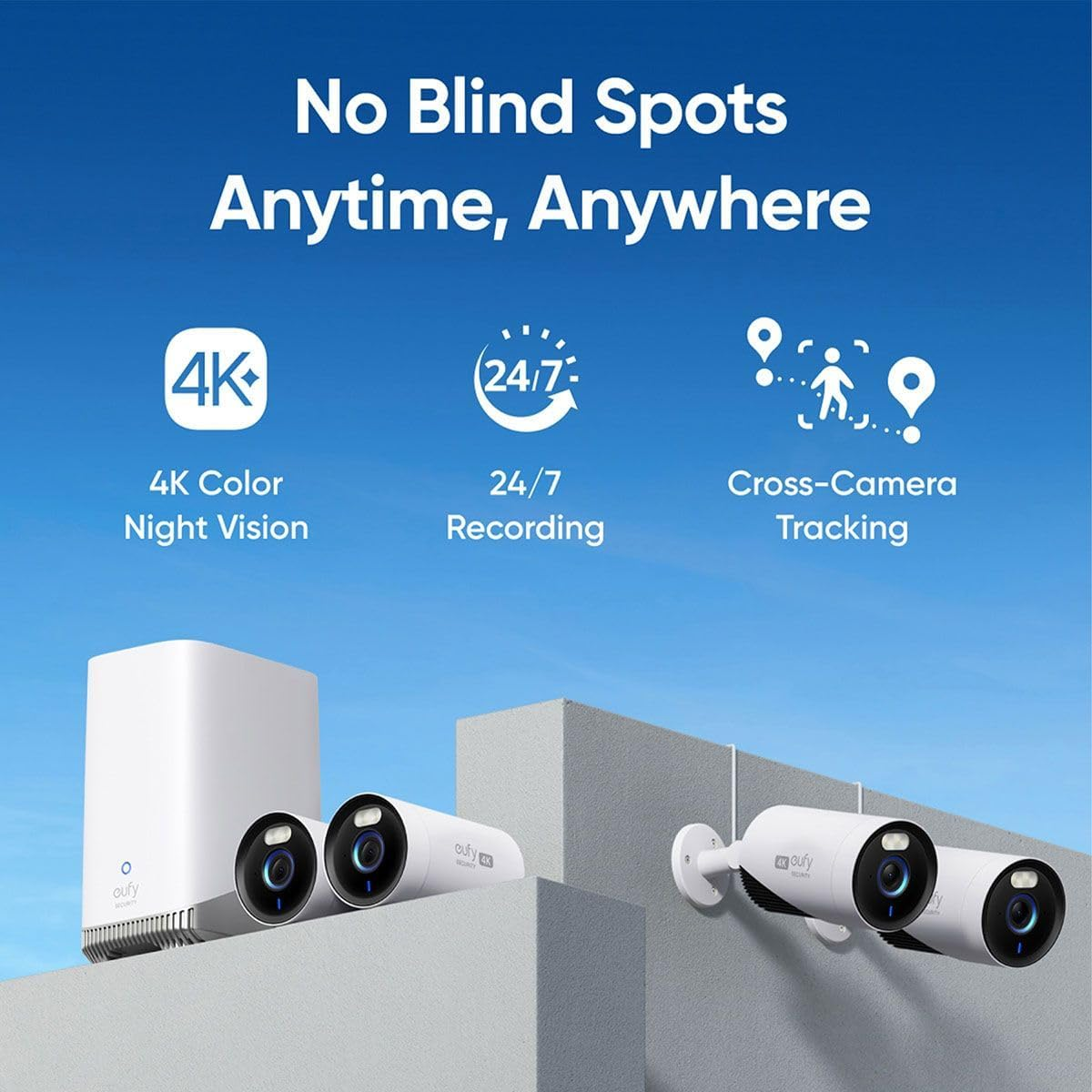 Eufy Security Eufycam E330 Add-On Camera - 4K Outdoor Smart Home Surveillance with Night Vision & Cross-Camera Tracking - Plug-In 24/7 Recording, Wi-Fi, Requires Homebase 3, Expandable Storage image number 1