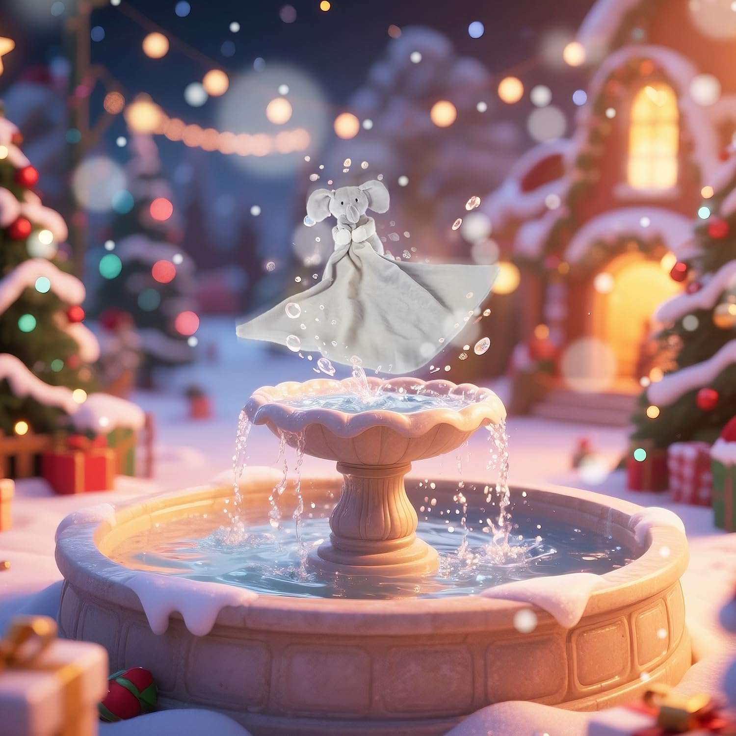 Apricot Lamb Stuffed Animals Security Blanket Gray Elephant Infant Nursery Character Blanket Luxury Snuggler Plush(Gray Elephant, 14 Inches) image number 1