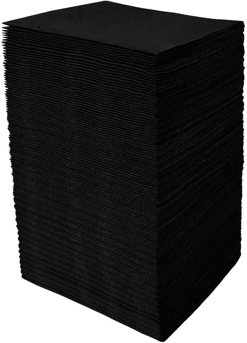 JEBBLAS Cocktail Napkins Disposable Beverage Bar Napkins Black Linen-Like Square Napkins Party or Wedding 8Inch X 8Inch (150 Count, Black) image number 3