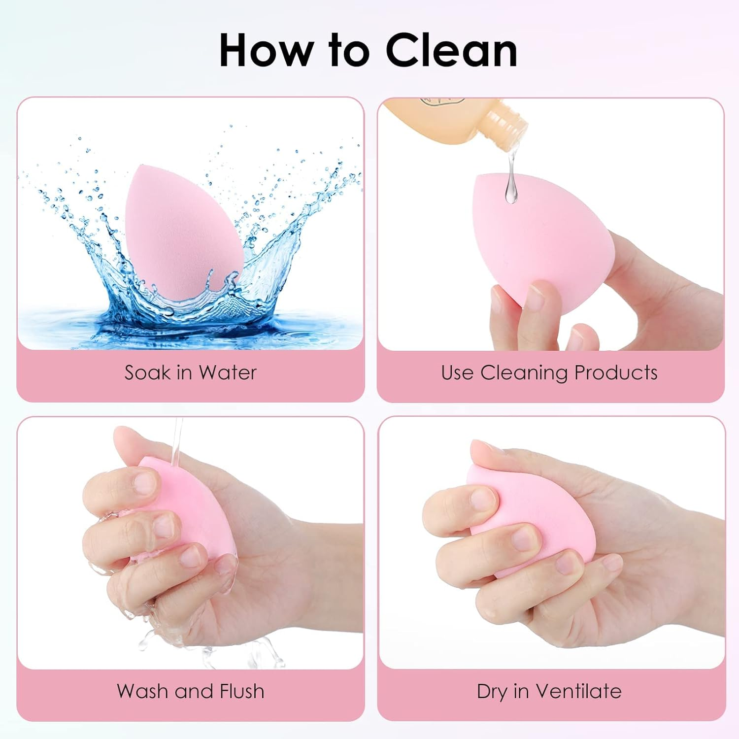 WSYUB Blenders Sponge& Powder Puff, 2Pcs Beauty Makeup Sponge for Blending and 4Pcs Black Triangle Velvet Powder Puff