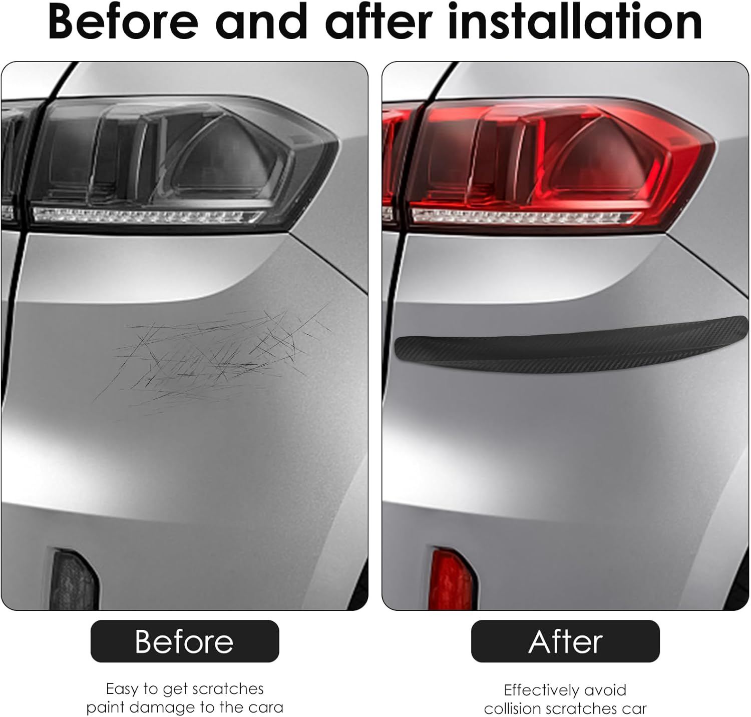 4 Pack Bumper Guard Strip, Anti-Collision Patch Car Bumper Guard Strip, Universal Exterior Car Accessories (Black) - Red image number 5