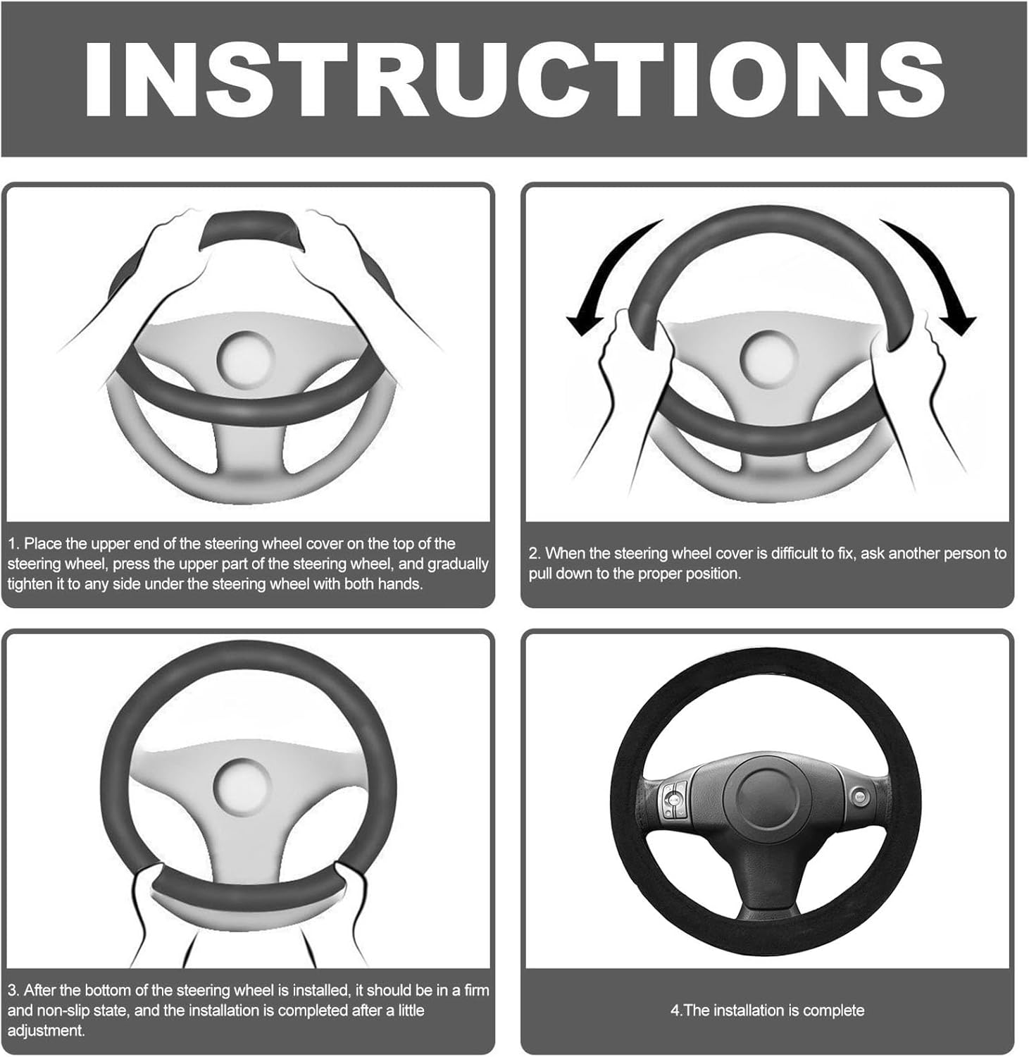 Heated Steering Wheel Cover, 15In Steering Wheel Heater, Auto Steering Wheel Warmer, Universal for 38Cm Diameter Steering Wheel image number 1