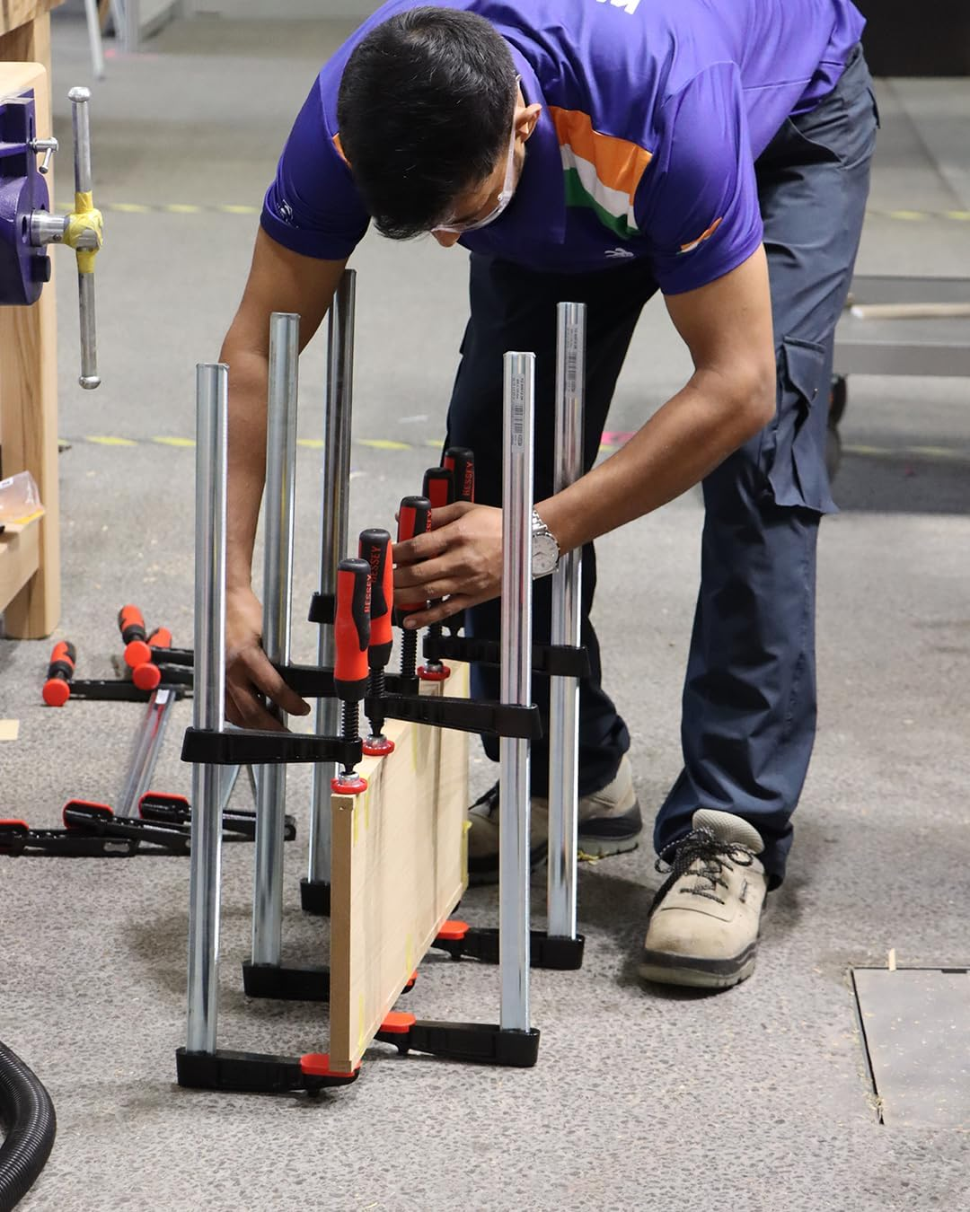 BESSEY TG4.016+2K Clamp, Woodworking, F-Style, 2K Handle, Replaceable Pads, 4 In. X 16 In., 880 Lb image number 1