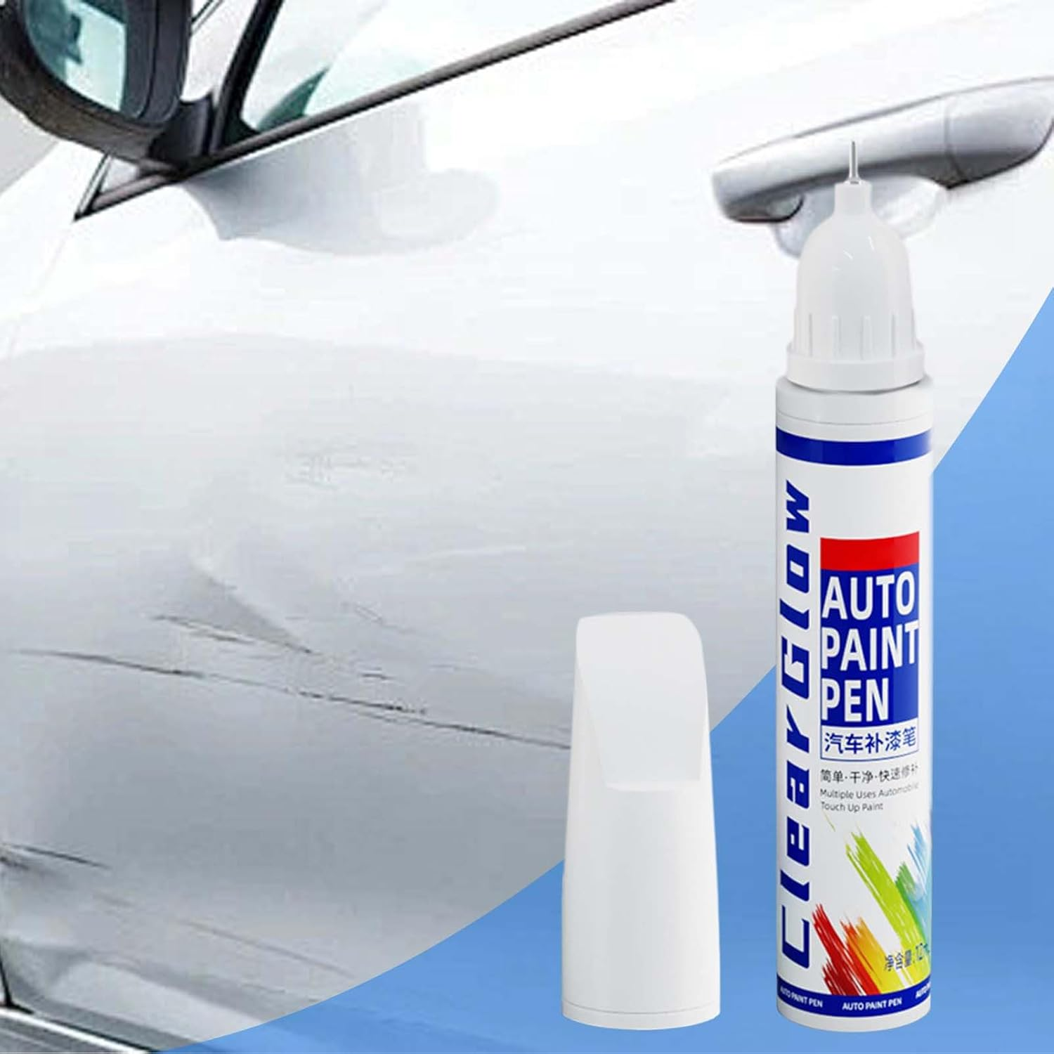 Paint Pen for Car Scratches | Professional Paint Damage Repair Pen | Portable Polishing Restorer Detailing Tool for Slight Dents Car Boat Trailer Motorcycle Protection - Blue image number 4